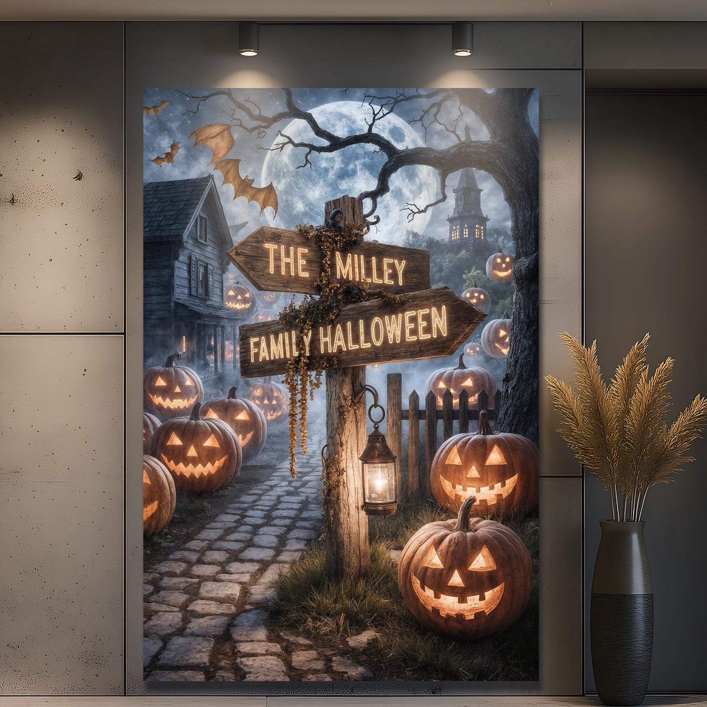 Personalized Family Name Street Sign Halloween Wall Art - Tailored Canvases - Flyclothing LLC