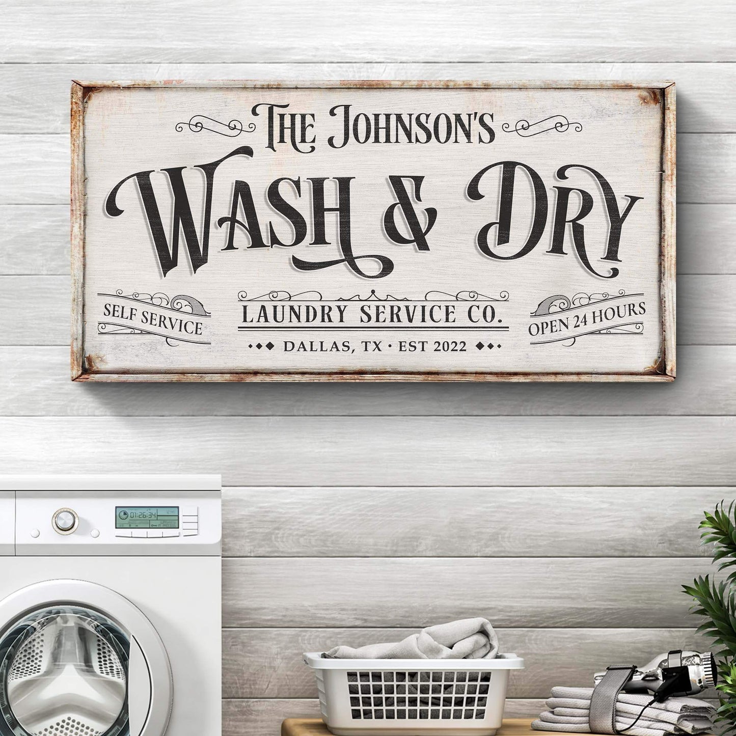 Personalized Laundry Service Sign - Tailored Canvases - Flyclothing LLC