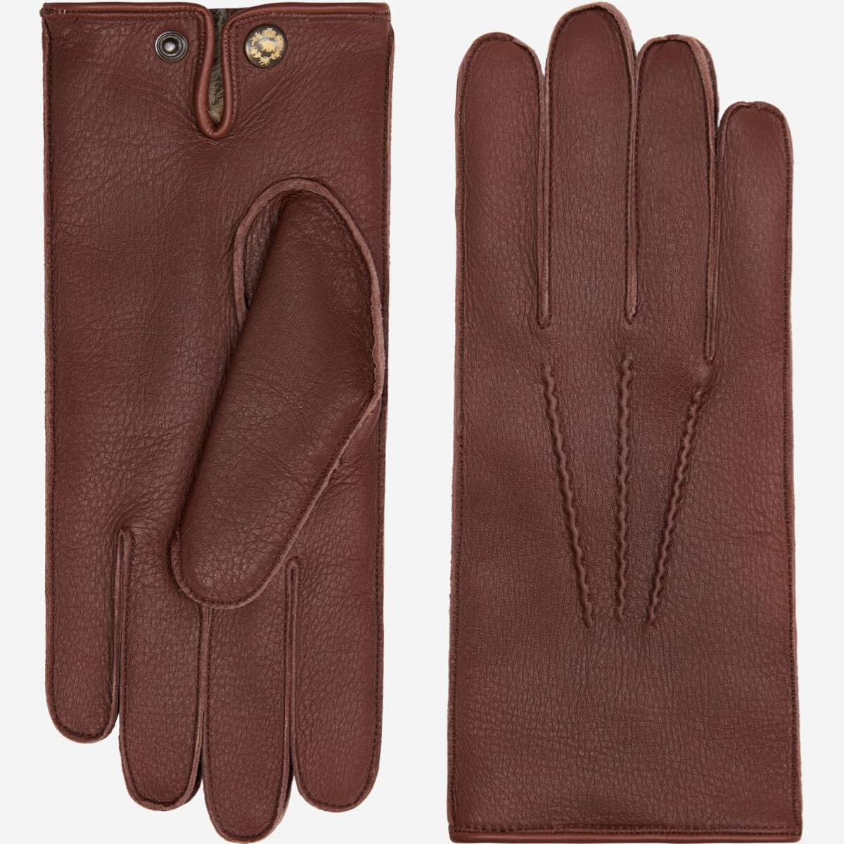 Diego (brown) - Italian gloves made of American deerskin leather with rabbit fur lining - Leather Gloves Online - Flyclothing LLC