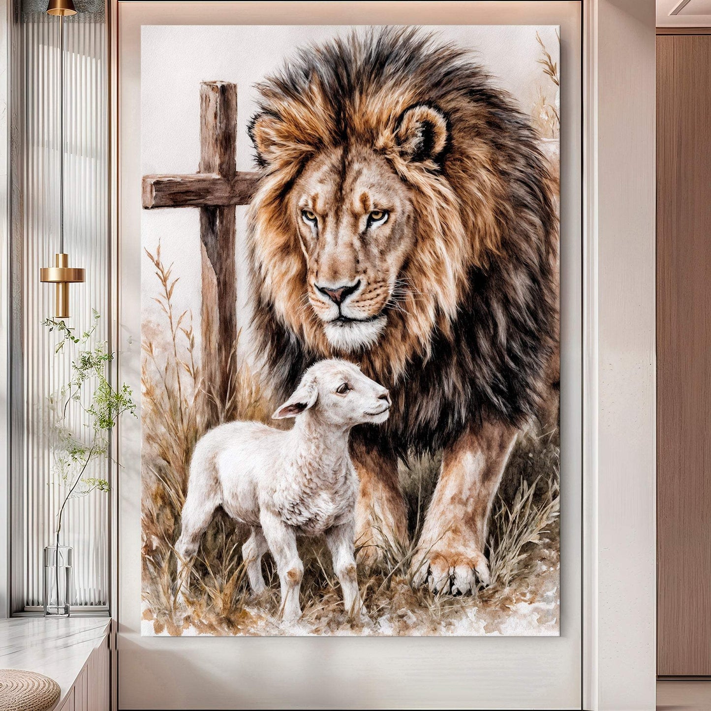 Lion And Sheep Faith Wall Art II - Tailored Canvases - Flyclothing LLC