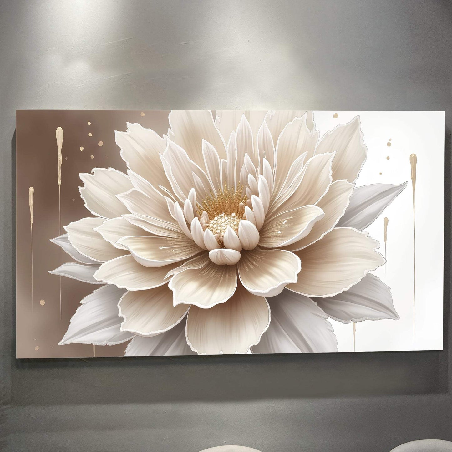 Single Beige Flower Abstract Wall Art - Tailored Canvases - Flyclothing LLC