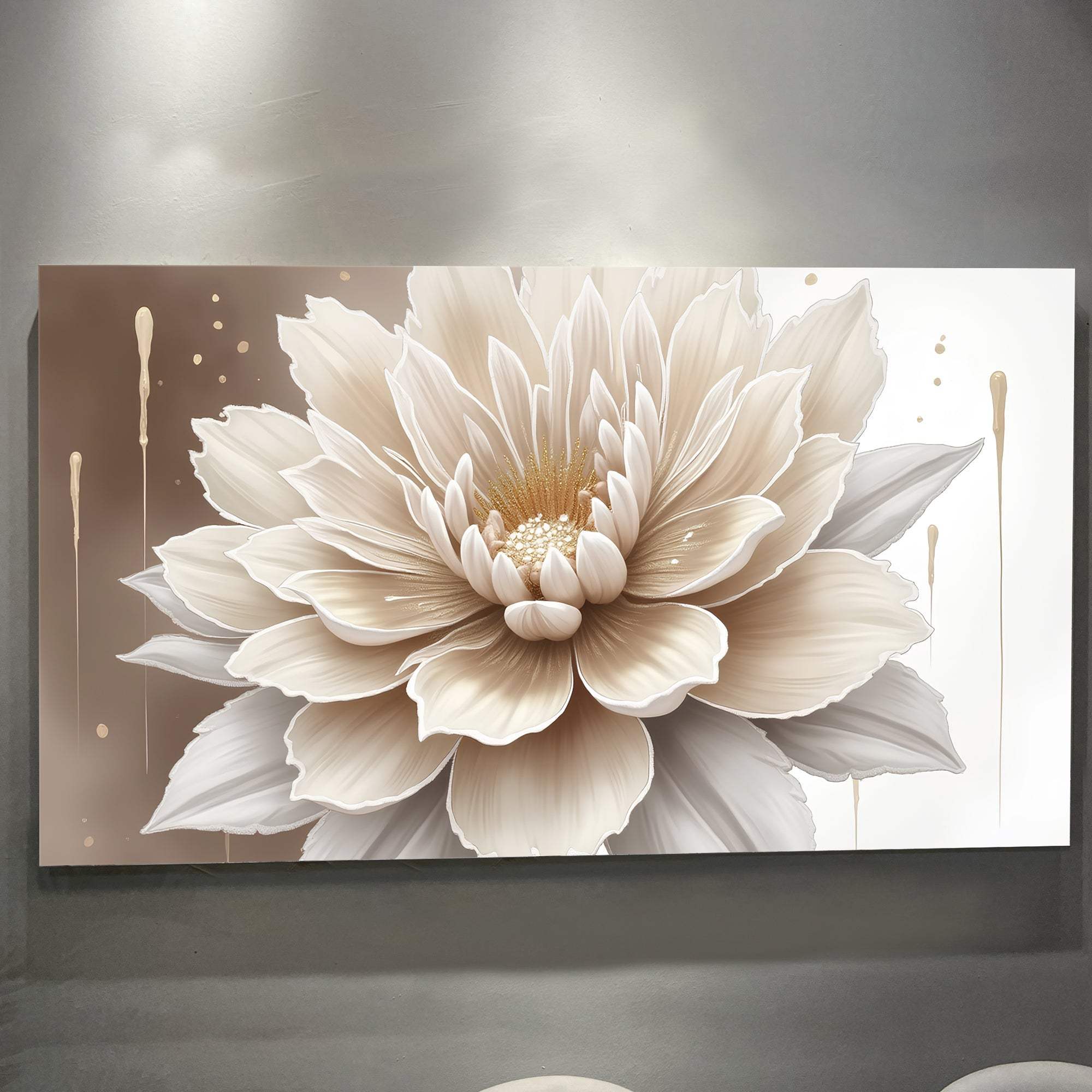 Single Beige Flower Abstract Wall Art - Tailored Canvases - Flyclothing LLC