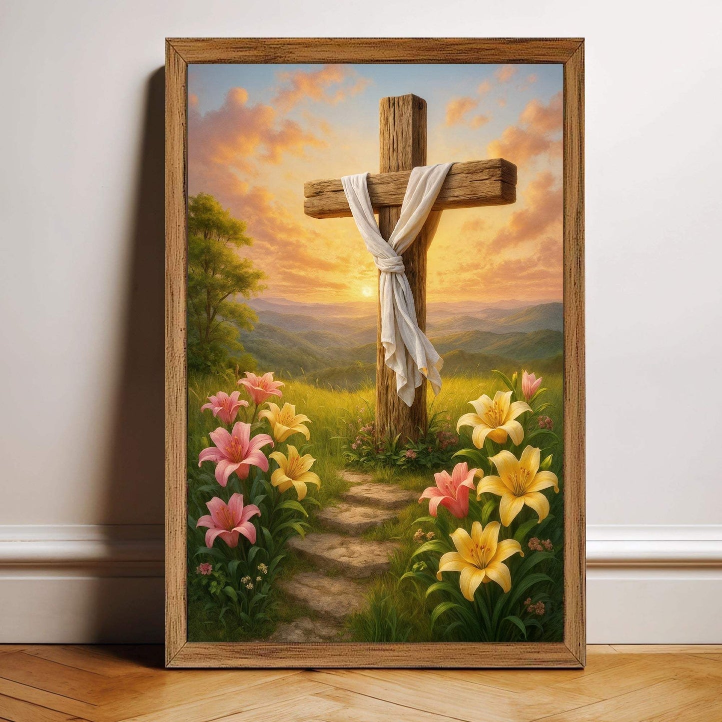 Cross and Flowers Faith Wall Art II - Tailored Canvases - Flyclothing LLC