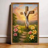 Cross and Flowers Faith Wall Art II - Tailored Canvases - Flyclothing LLC