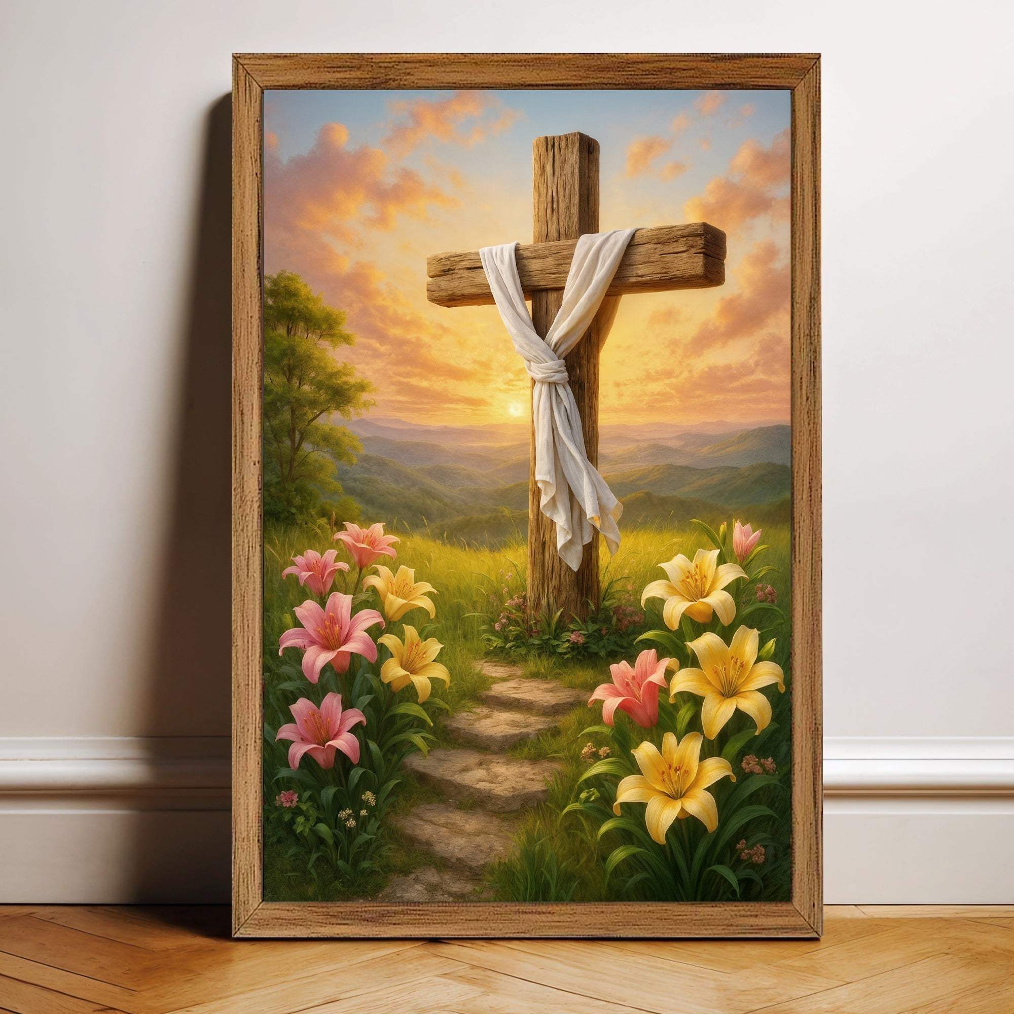 Cross and Flowers Faith Wall Art II - Tailored Canvases - Flyclothing LLC