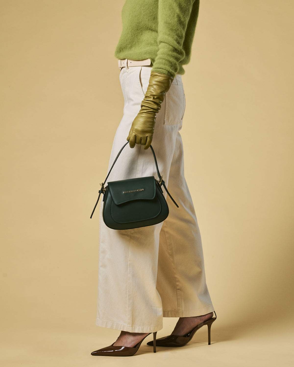 Ottavia (green) - Italian calf leather women's crossbody bag (with shoulder strap)
