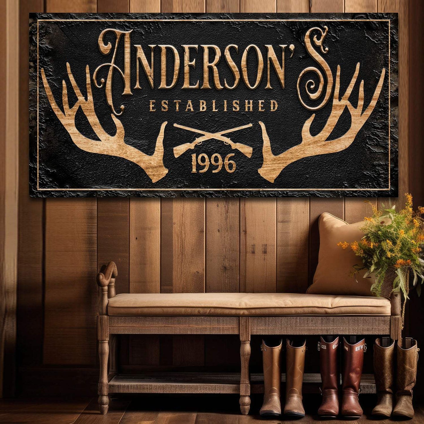 Personalized Family Antler Sign II - Tailored Canvases - Flyclothing LLC