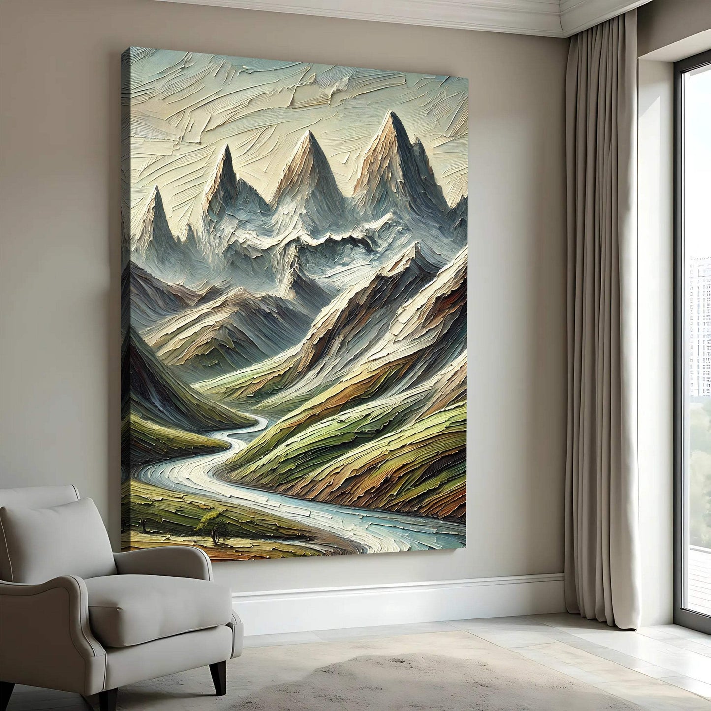Abstract Mountain and River Landscape Wall Art II - Tailored Canvases - Flyclothing LLC