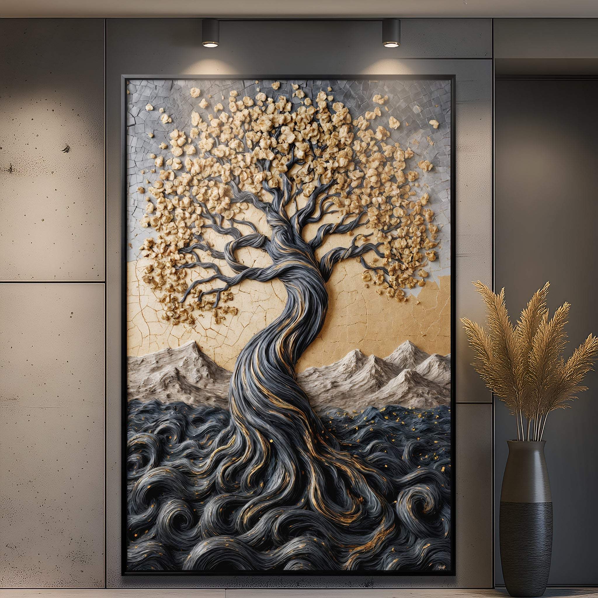 Golden Tree of Life Minimalist Wall Art - Tailored Canvases - Flyclothing LLC