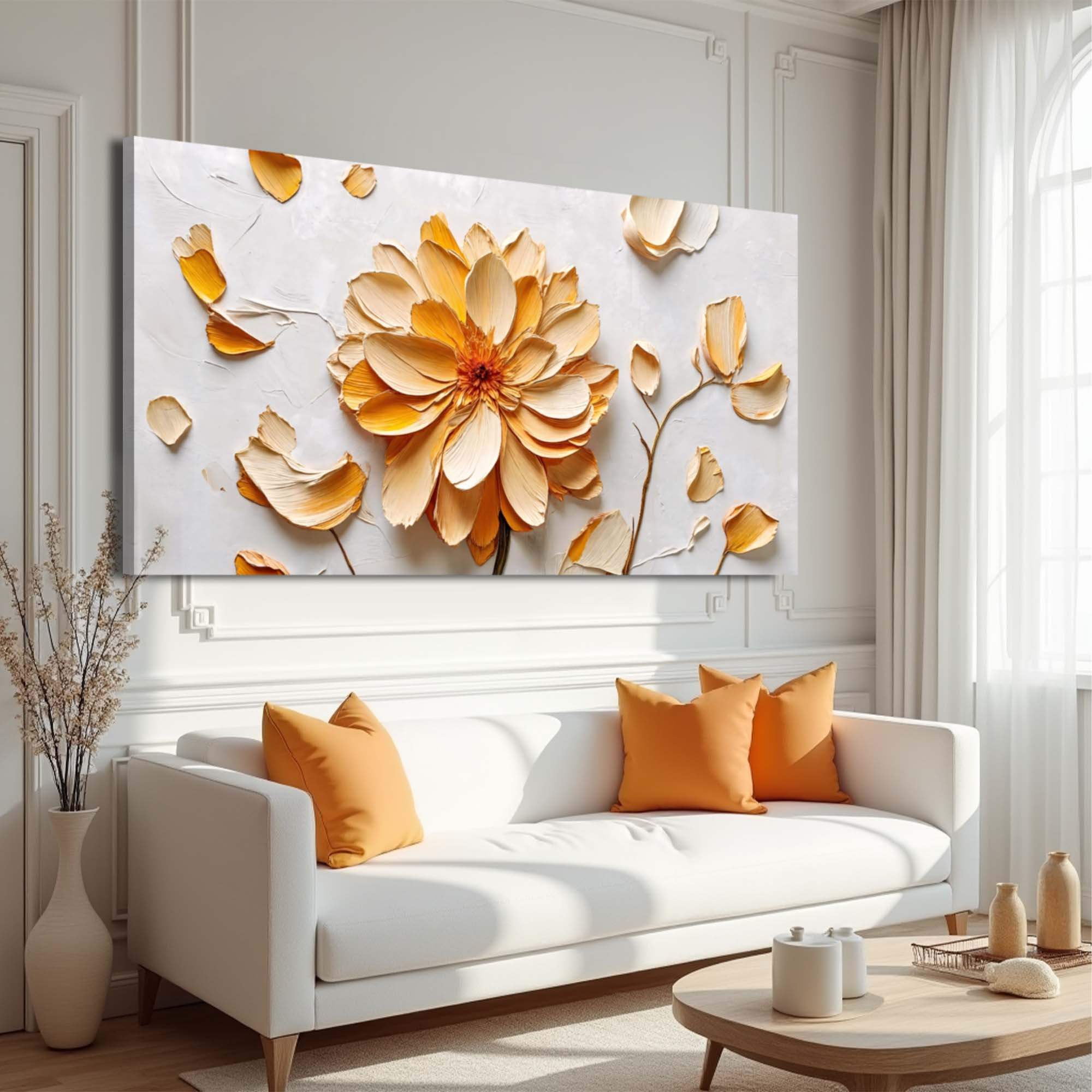 Golden Dandelion Minimalist Abstract Wall Art III - Tailored Canvases - Flyclothing LLC
