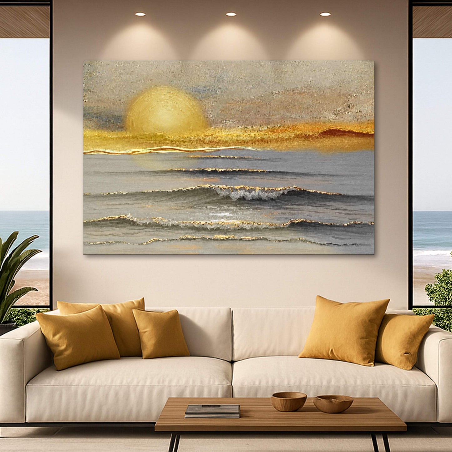 Golden Horizon Calm Wall Art - Tailored Canvases - Flyclothing LLC
