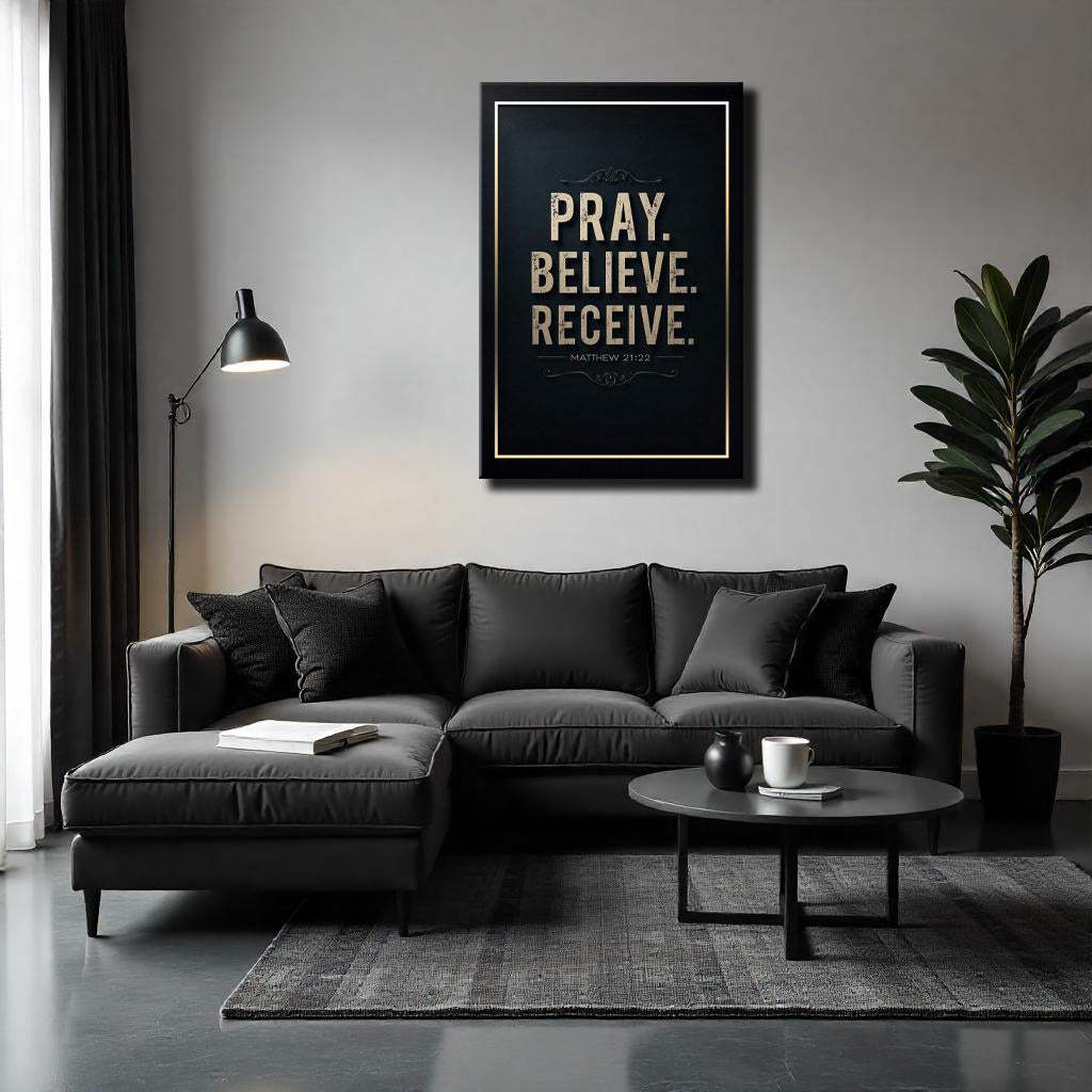 Matthew 21:22 - Pray Believe Receive Faith Sign III - Tailored Canvases - Flyclothing LLC