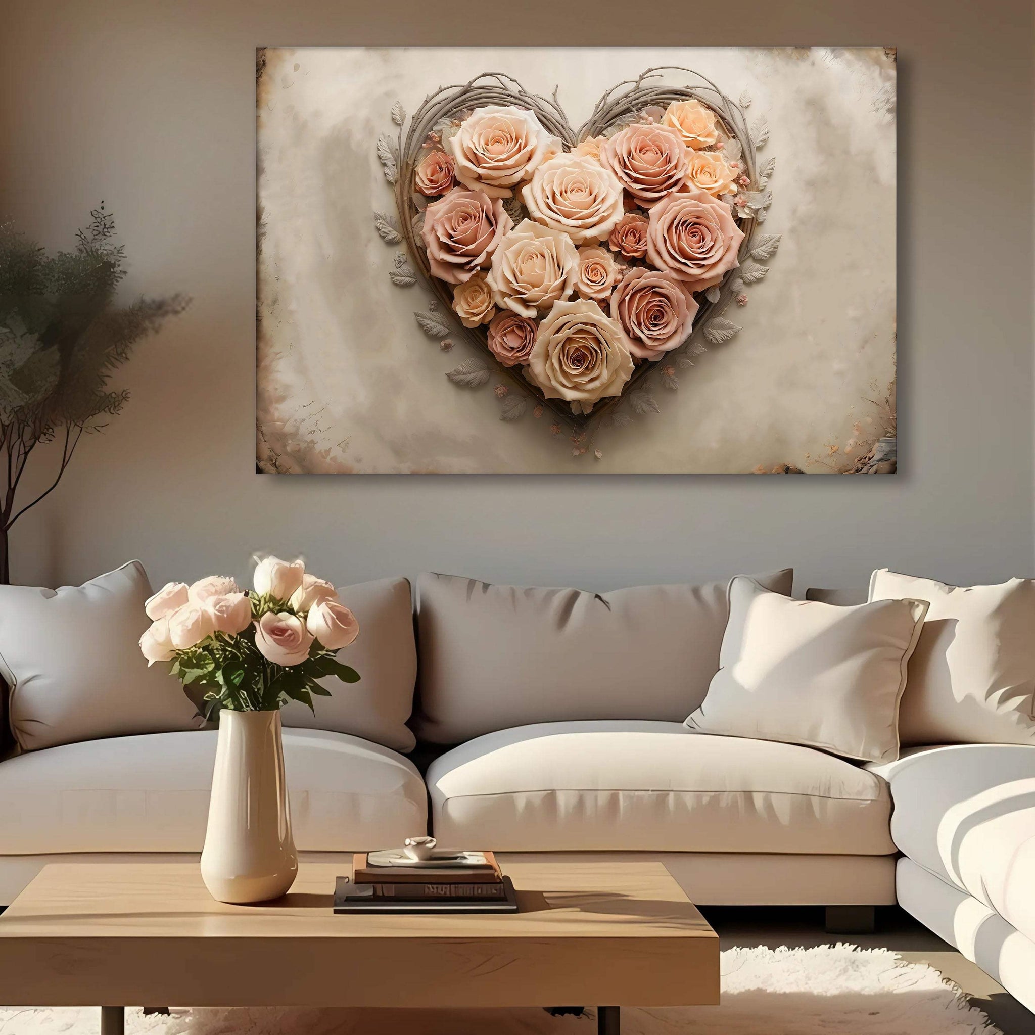 3D Floral Heart Wall Art III - Tailored Canvases - Flyclothing LLC