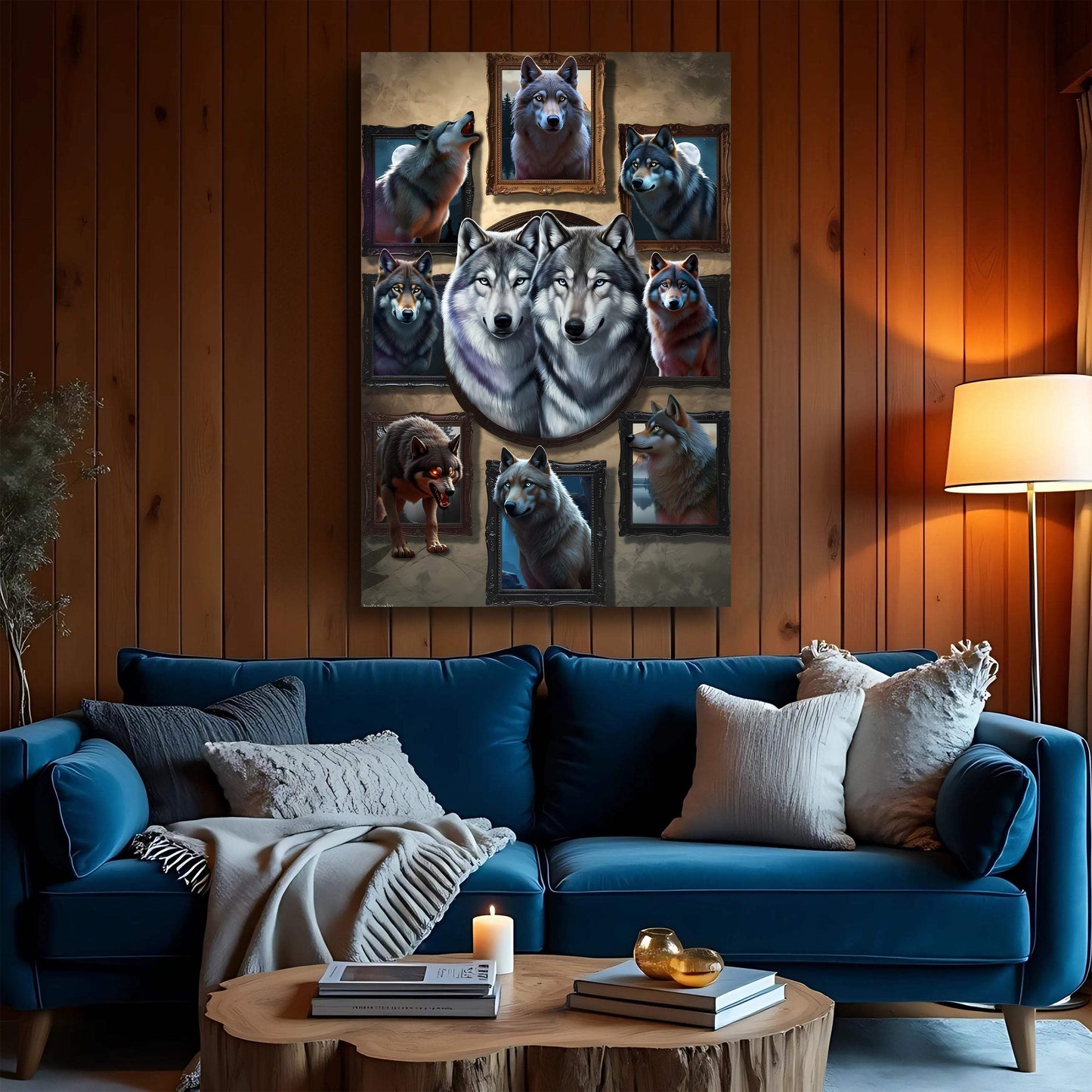 3D Wolf Collage Wall Art - Tailored Canvases - Flyclothing LLC