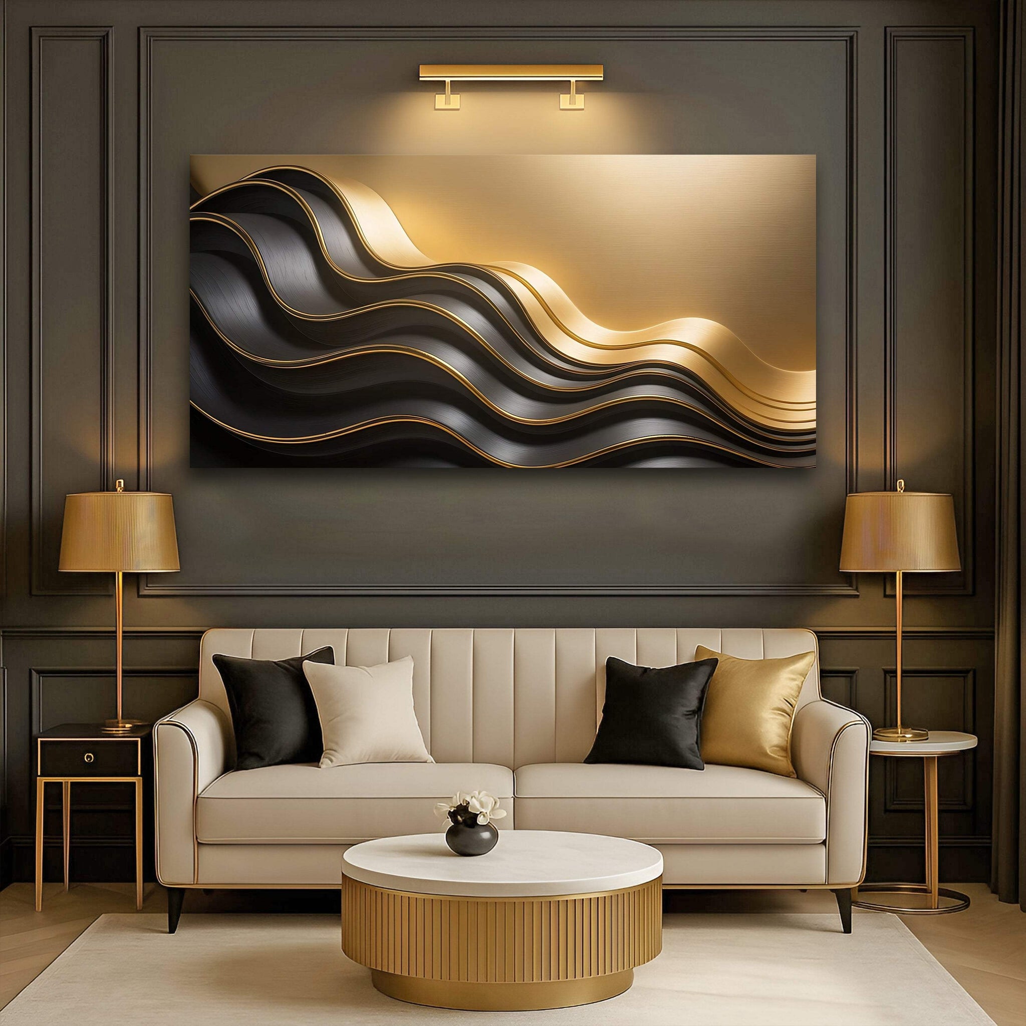 Black and Gold Minimalist Abstract Wall Art IV - Tailored Canvases - Flyclothing LLC