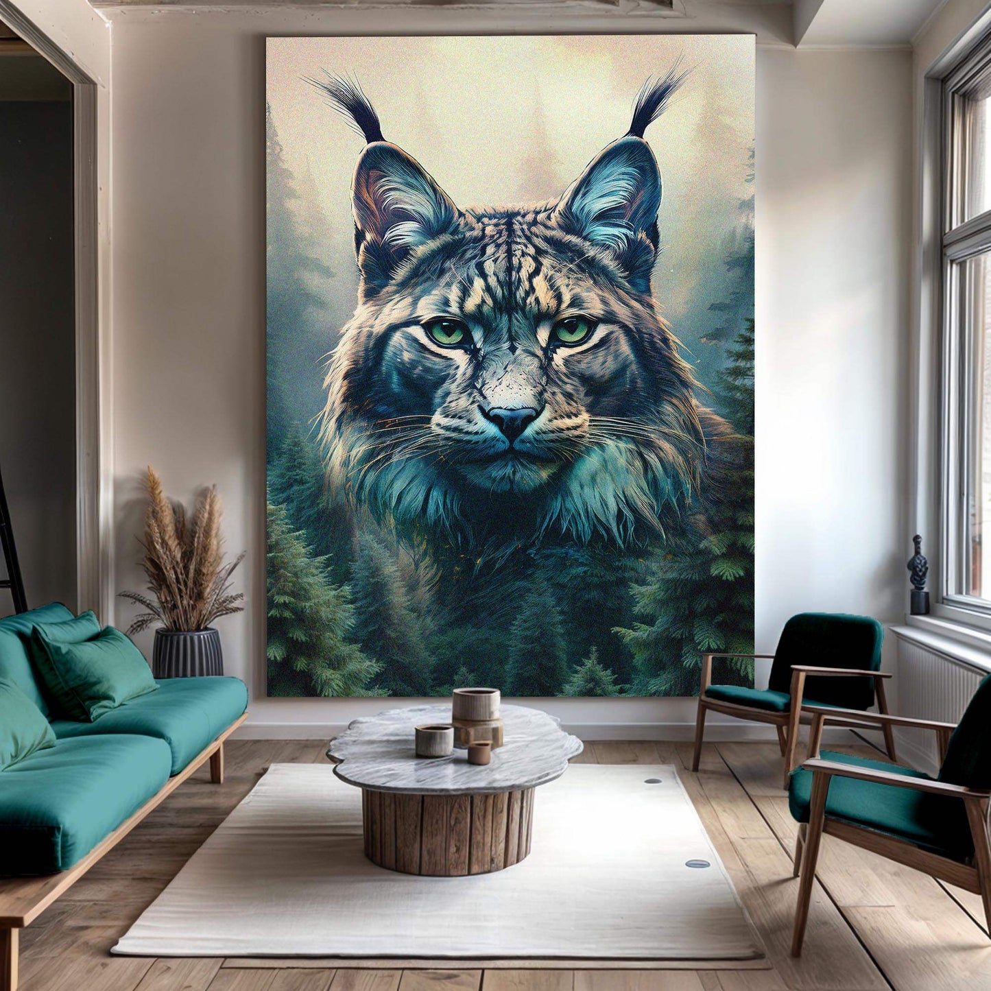 Lynx Double Exposure Wall Art - Tailored Canvases - Flyclothing LLC