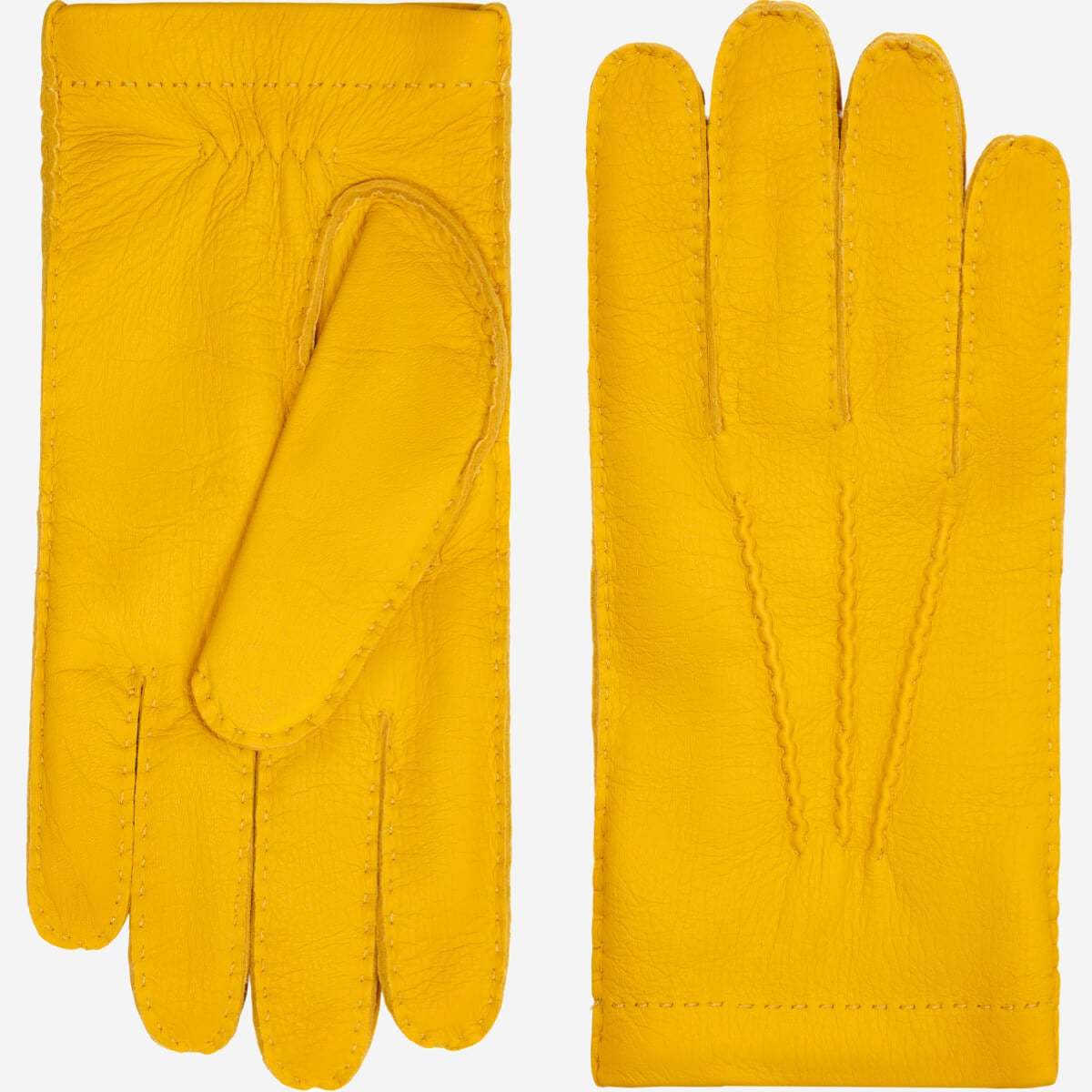 Matteo (yellow) - Italian gloves made of American deerskin leather with cashmere lining