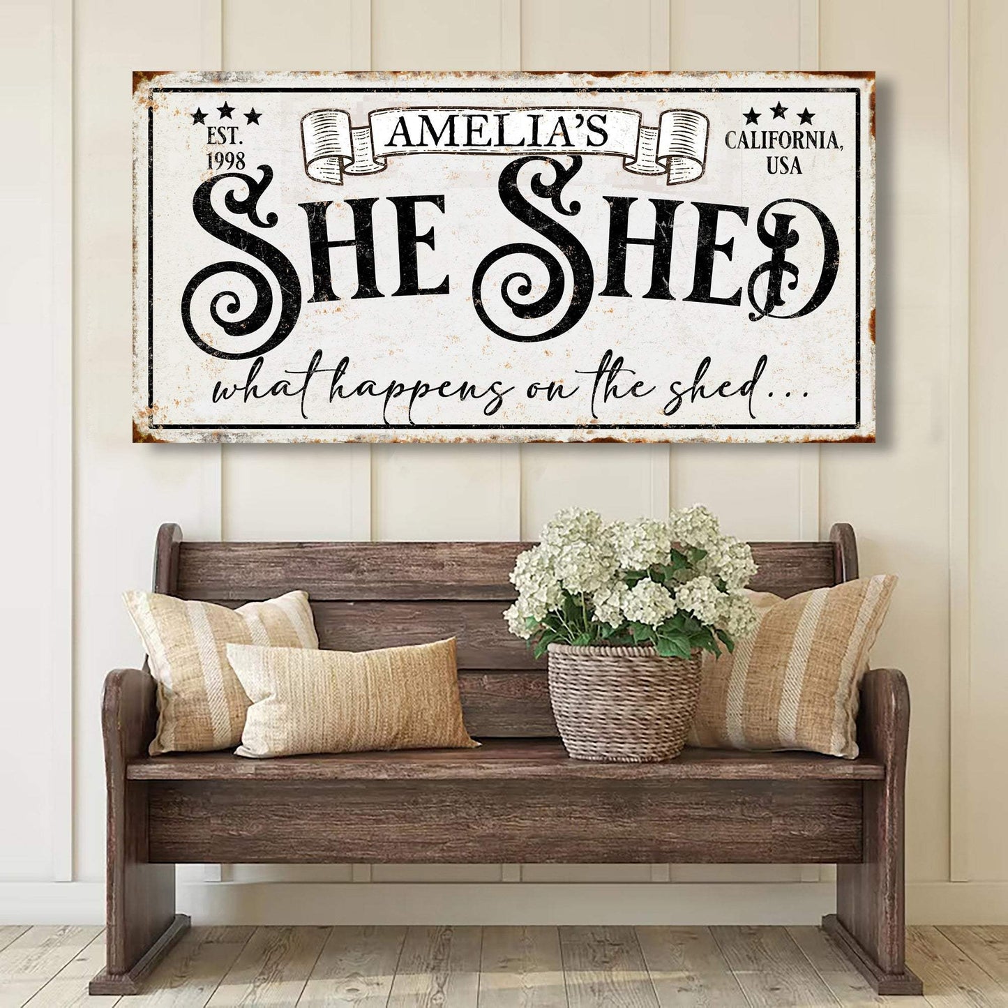 Personalized She Shed Sign IV - Tailored Canvases - Flyclothing LLC