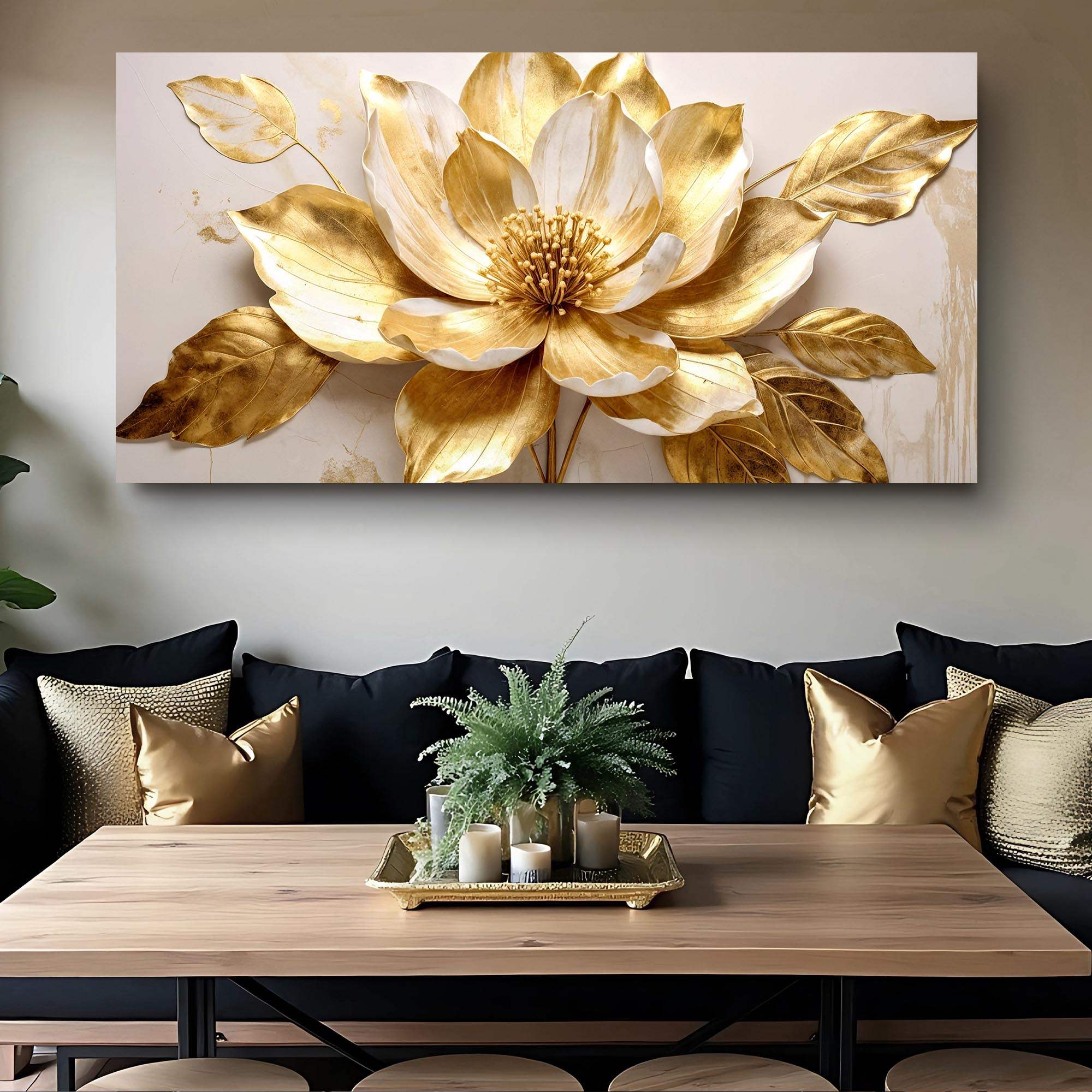 Golden Dandelion Minimalist Abstract Wall Art VIII - Tailored Canvases - Flyclothing LLC
