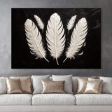 Minimalist Monochrome Feather Wall Art - Tailored Canvases - Flyclothing LLC
