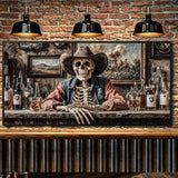 Skeleton Cowboy Barman At Western Saloon Wall Art - Tailored Canvases - Flyclothing LLC