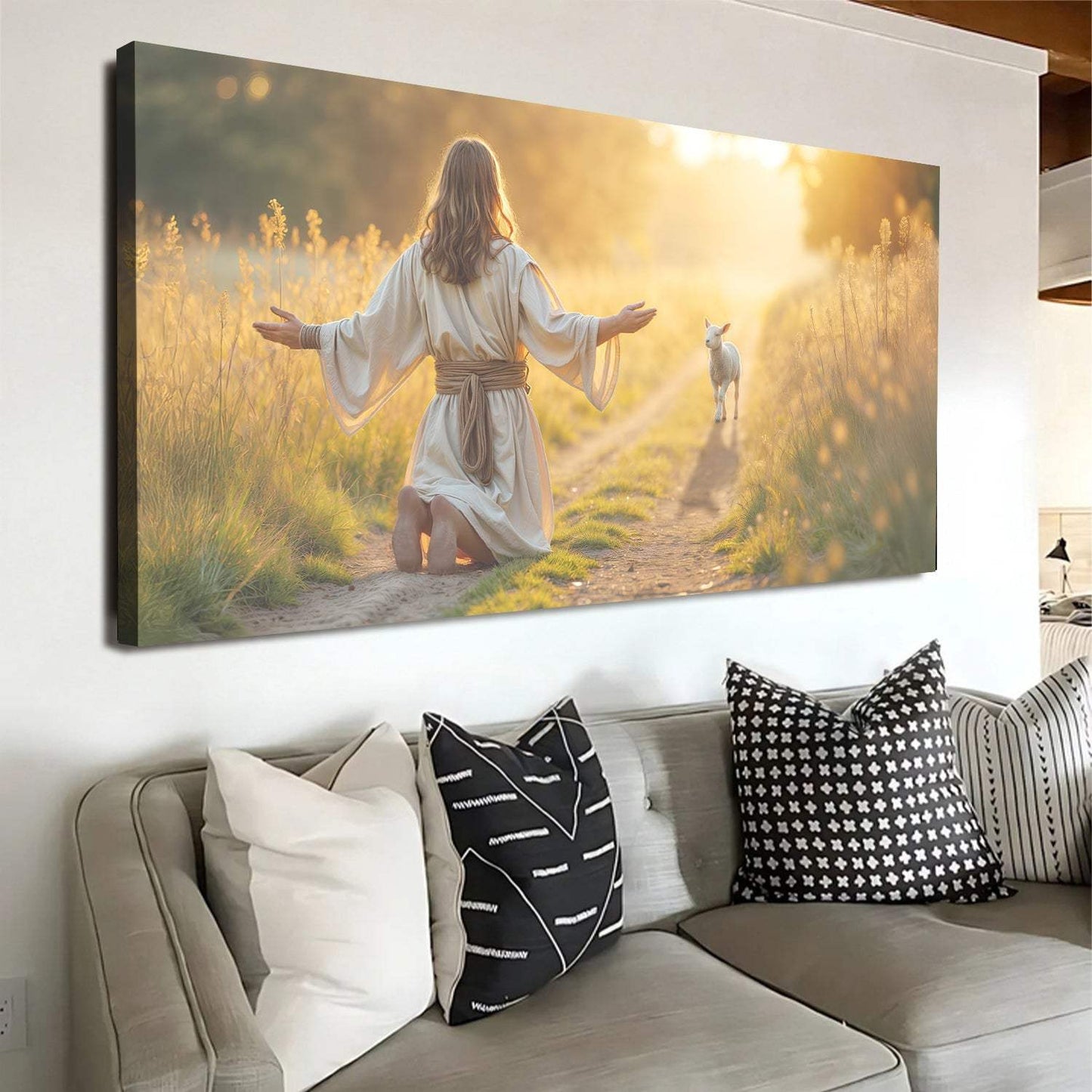 Jesus Protects The Lamb From Wolves Faith Wall Art IX - Tailored Canvases - Flyclothing LLC