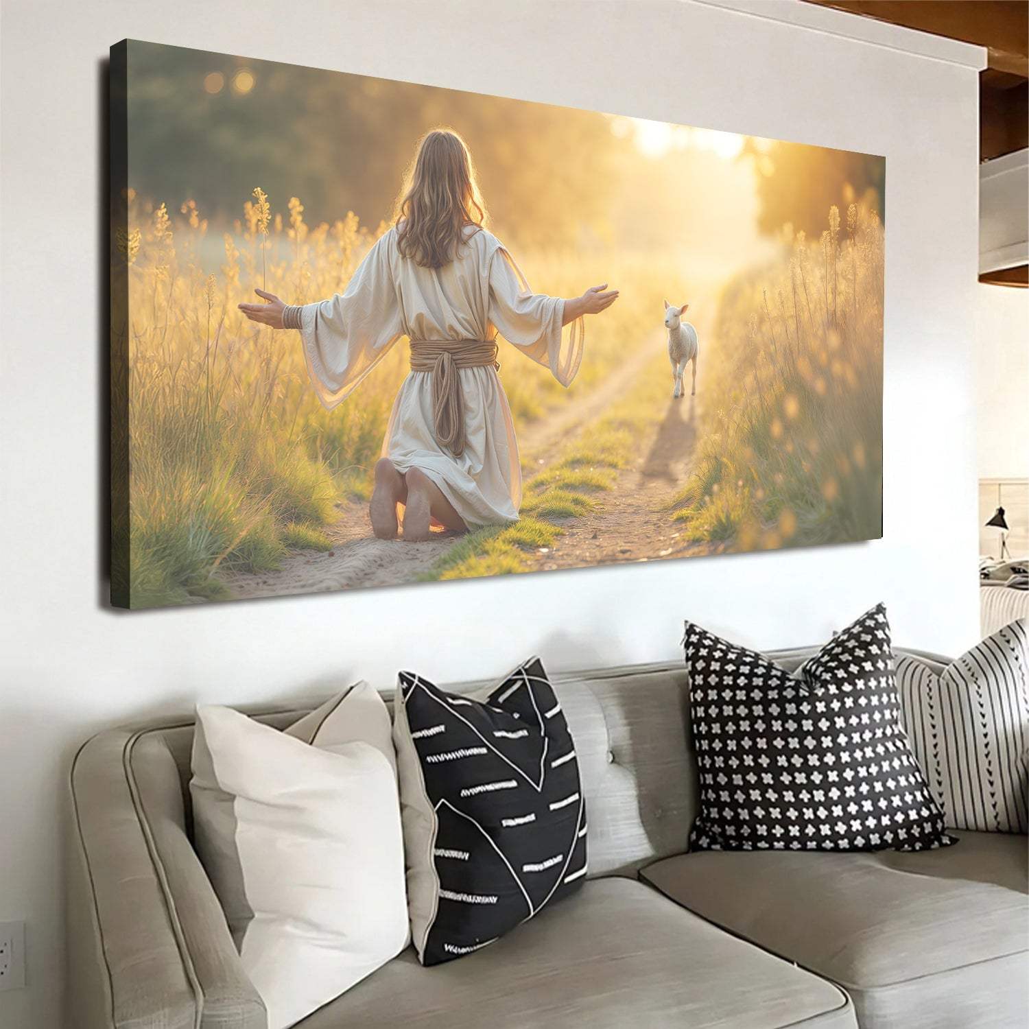 Jesus Protects The Lamb From Wolves Faith Wall Art IX - Tailored Canvases - Flyclothing LLC
