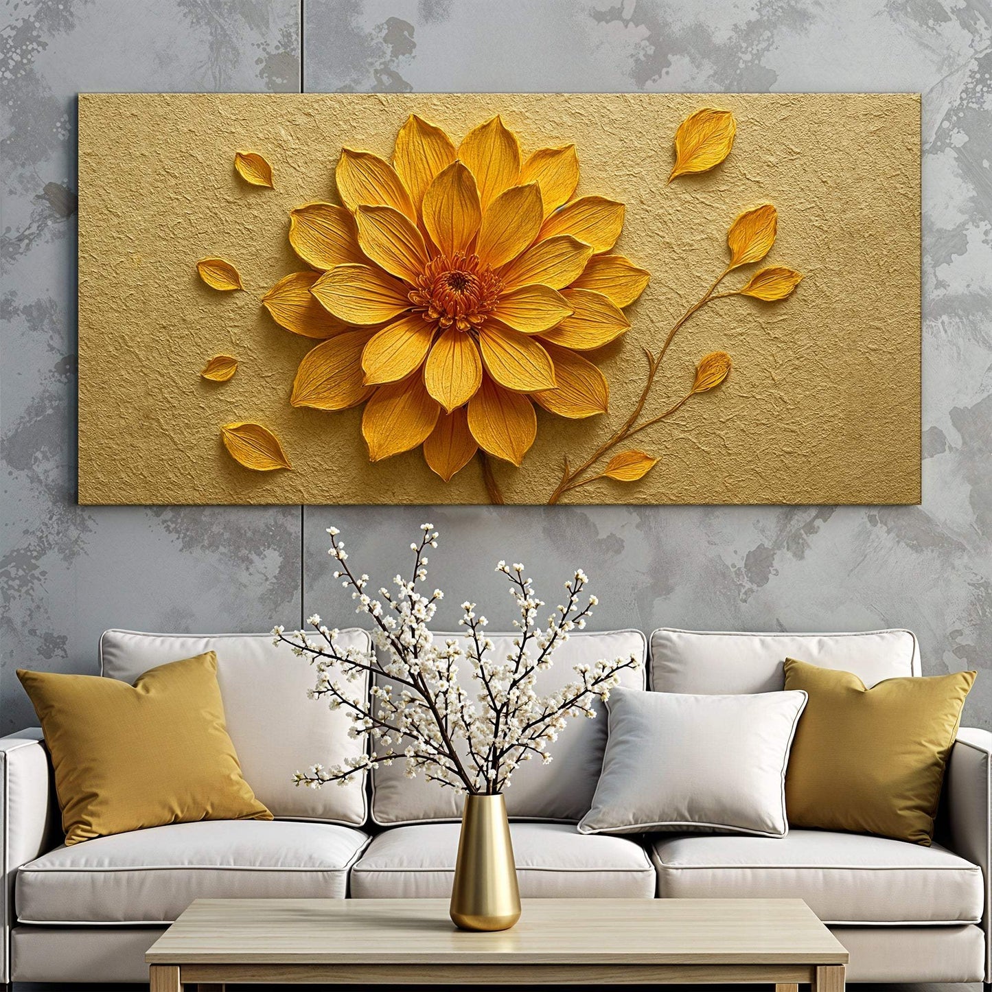 Golden Dandelion Minimalist Abstract Wall Art IV - Tailored Canvases - Flyclothing LLC