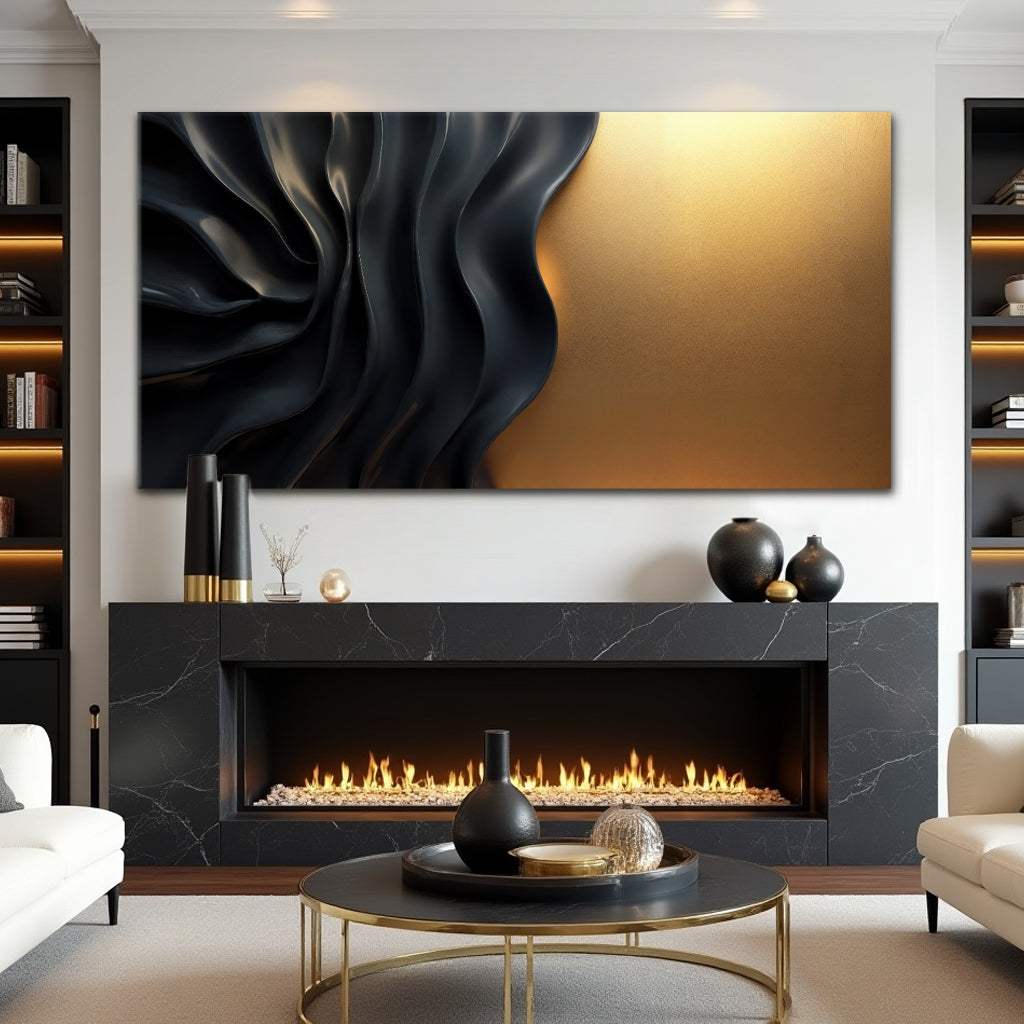 Black And Gold Minimalist Abstract XIII - Tailored Canvases - Flyclothing LLC