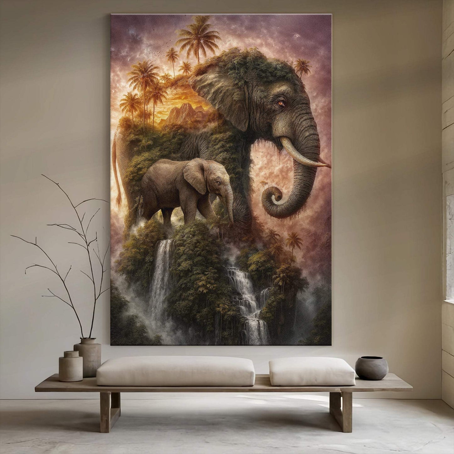 Elephant Jungle Majesty Wall Art - Tailored Canvases - Flyclothing LLC