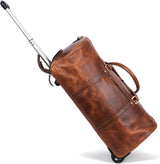 Tan Leather Trolley Bag 44L - Classy Leather Bags - Flyclothing LLC