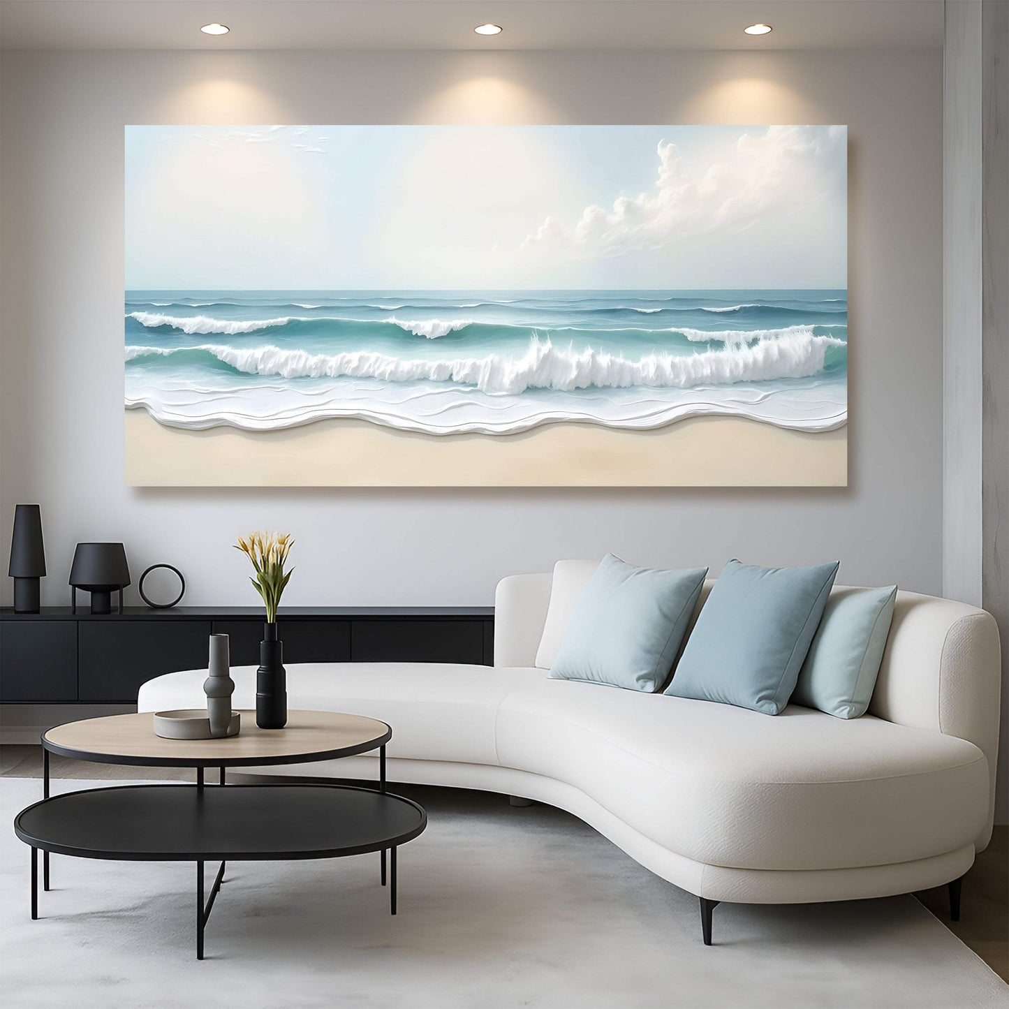 Serene Ocean Wave Coastal Wall Art XIV - Tailored Canvases - Flyclothing LLC