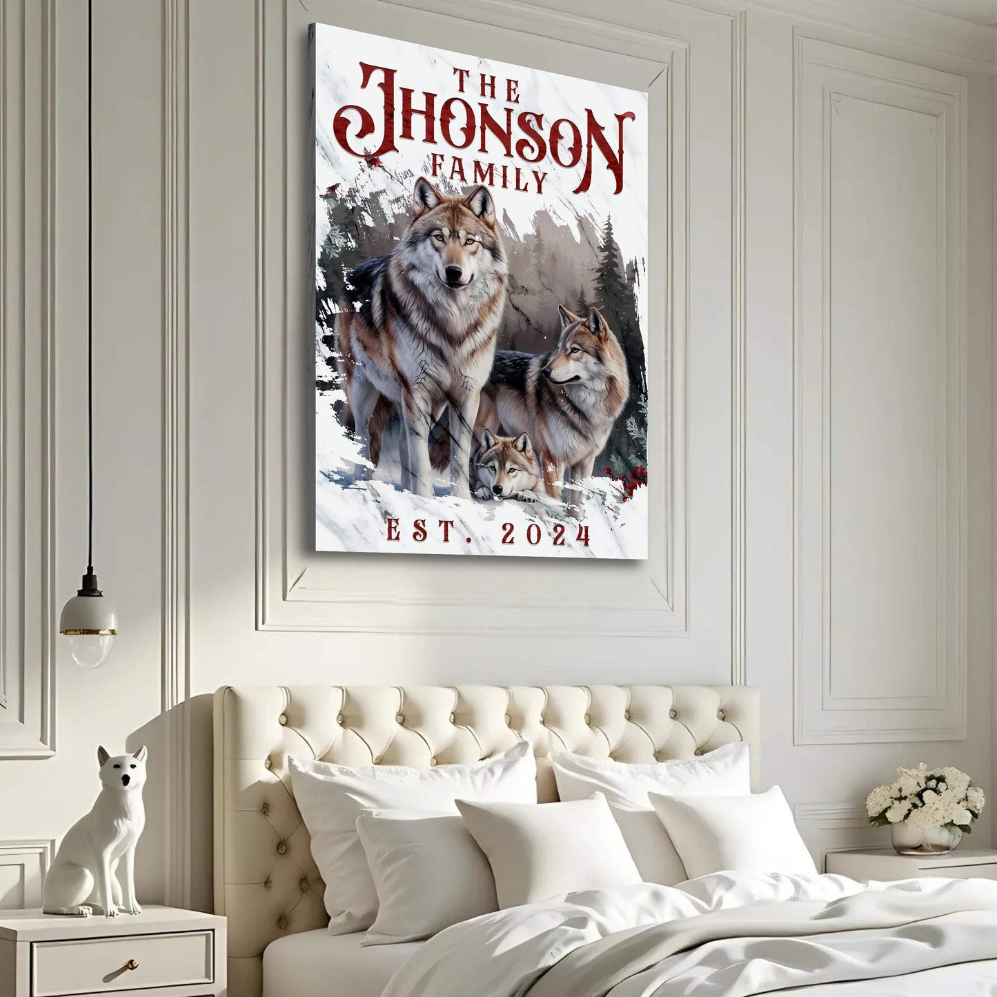Personalized Wolf Family Wall Art - Tailored Canvases - Flyclothing LLC