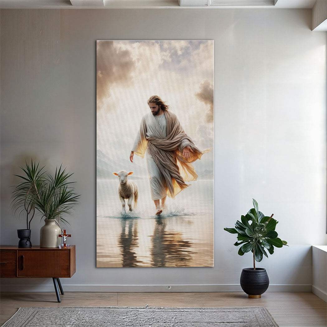 Jesus Protects The Lamb From Wolves Faith Wall Art XIII - Tailored Canvases - Flyclothing LLC