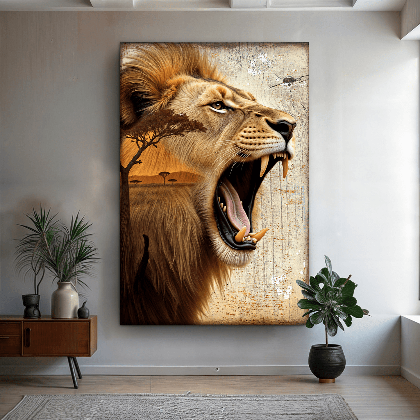 Lion Double Exposure Wall Art - Tailored Canvases - Flyclothing LLC