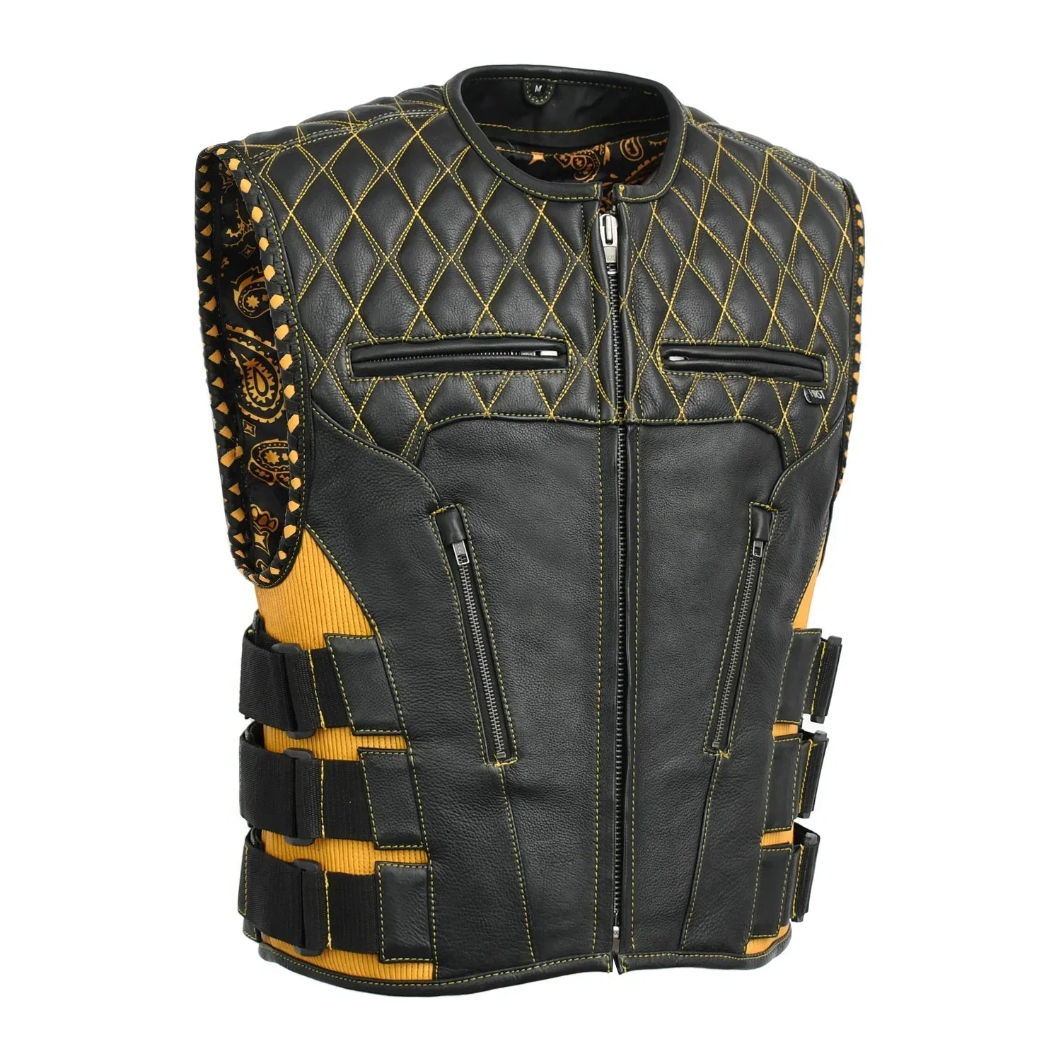 Tactical Emerald Men’s Motorcycle Leather Vest - First Manufacturing Company - Flyclothing LLC