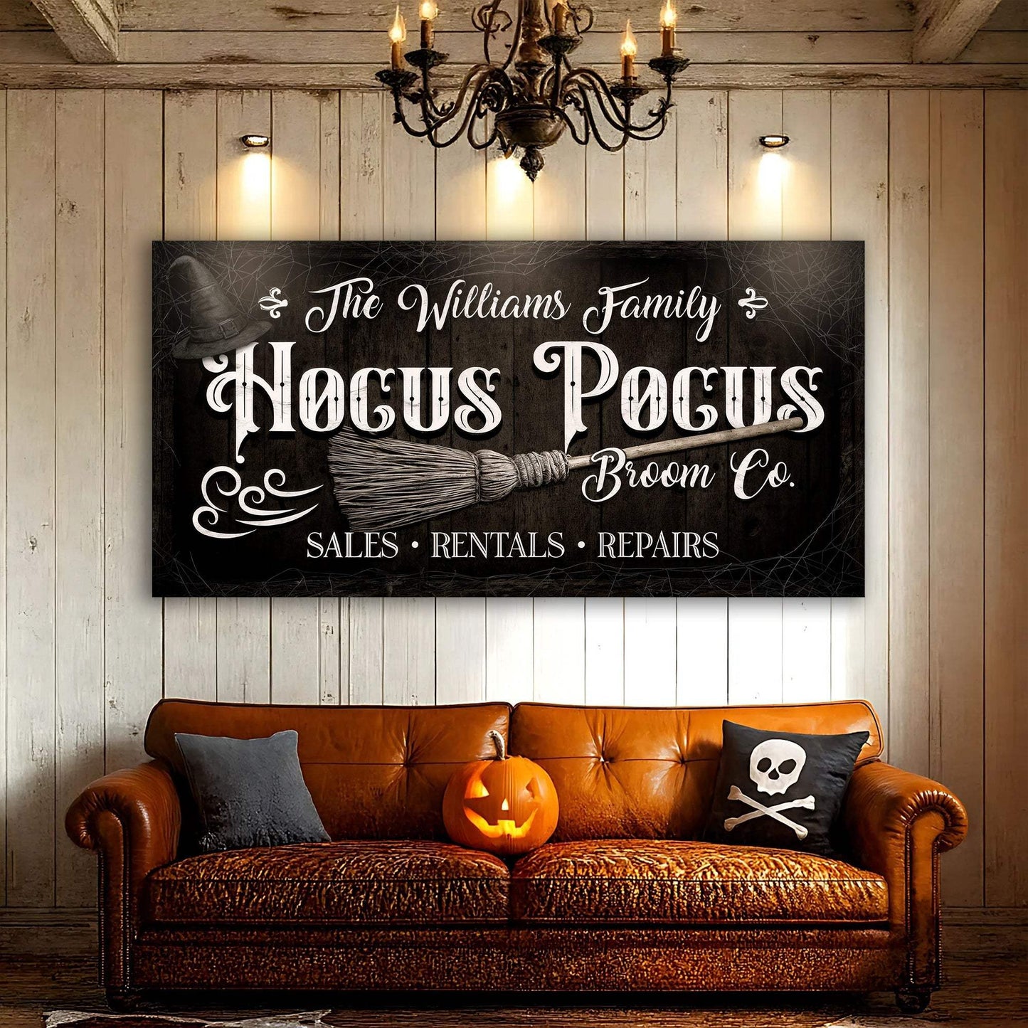 Personalized Hocus Pocus Broom Co. Wall Sign - Tailored Canvases - Flyclothing LLC