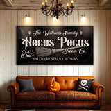 Personalized Hocus Pocus Broom Co. Wall Sign - Tailored Canvases - Flyclothing LLC