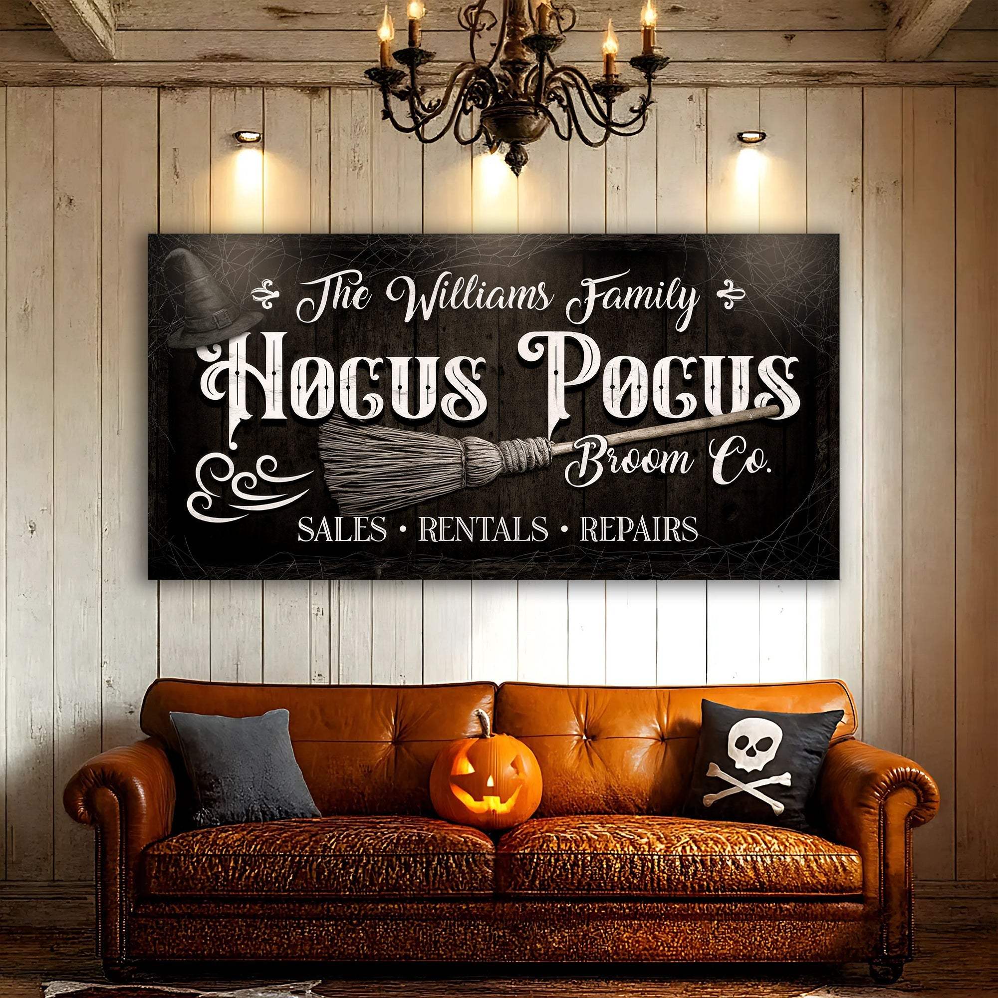 Personalized Hocus Pocus Broom Co. Wall Sign - Tailored Canvases - Flyclothing LLC