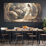 Jesus Protects The Lamb From Wolves Faith Wall Art III - Tailored Canvases - Flyclothing LLC