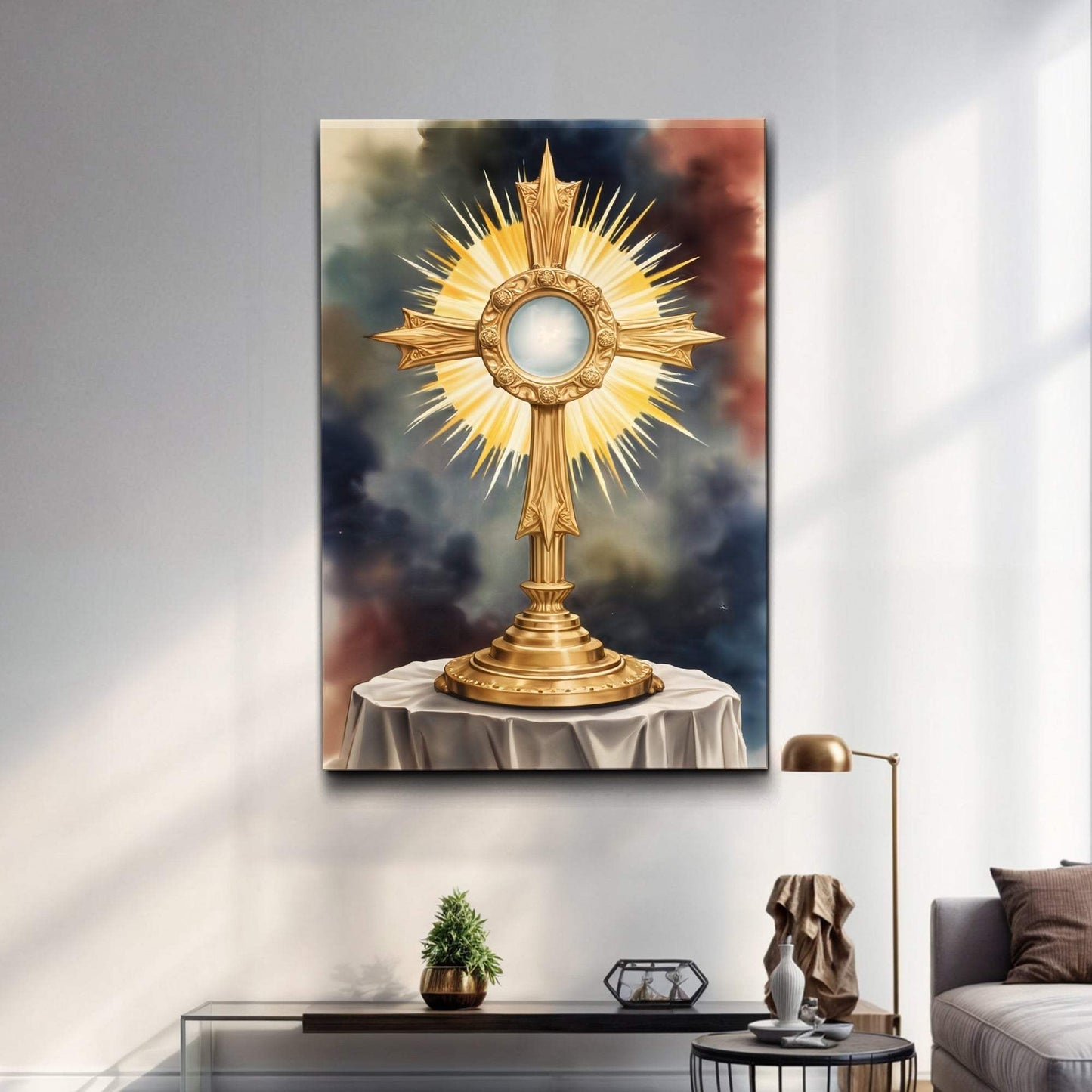 Holy Eucharist in Monstrance Faith Wall Art - Tailored Canvases - Flyclothing LLC