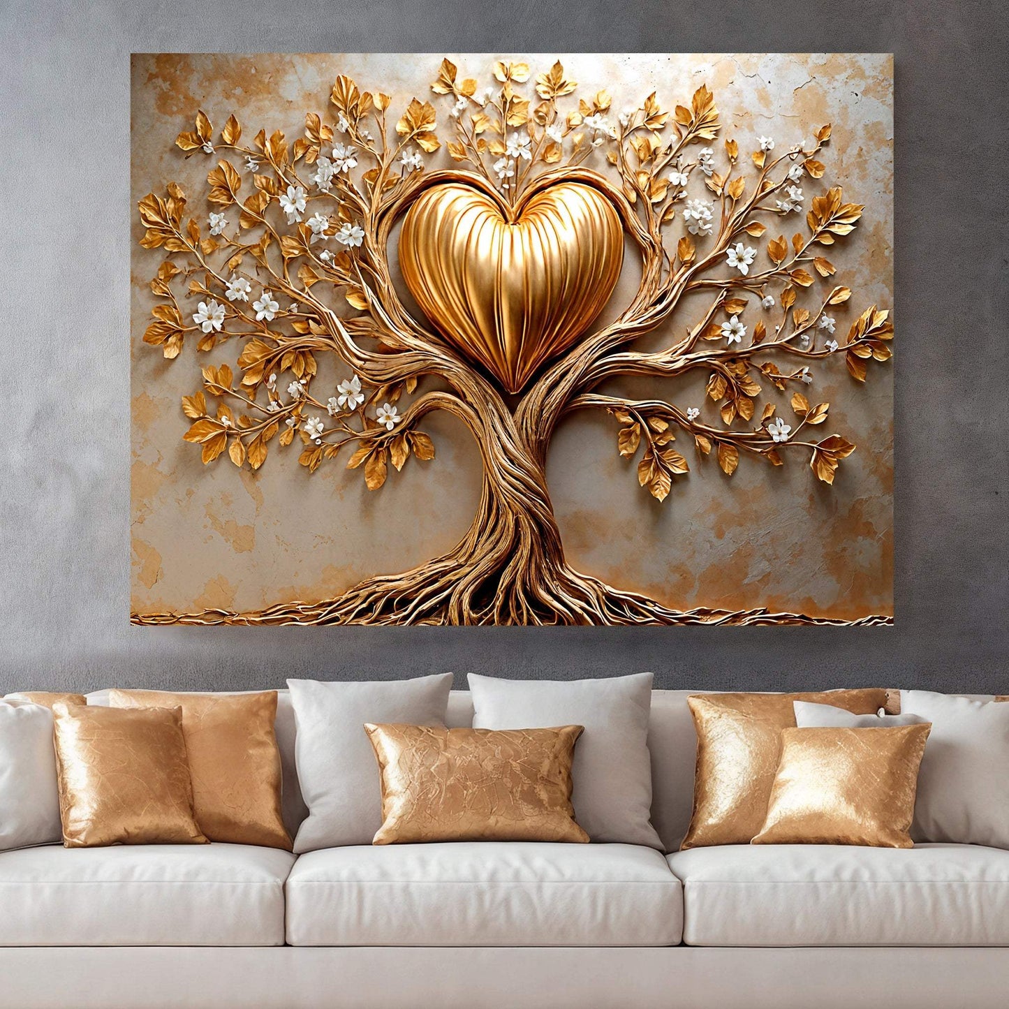 Golden Tree Heart Wall Art - Tailored Canvases - Flyclothing LLC
