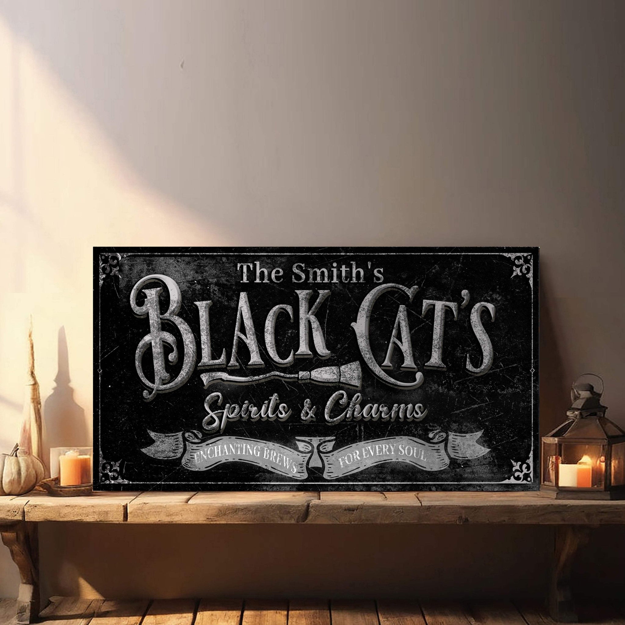 Black Cat’s Spirits & Charms Bar Halloween Sign III - Tailored Canvases - Flyclothing LLC