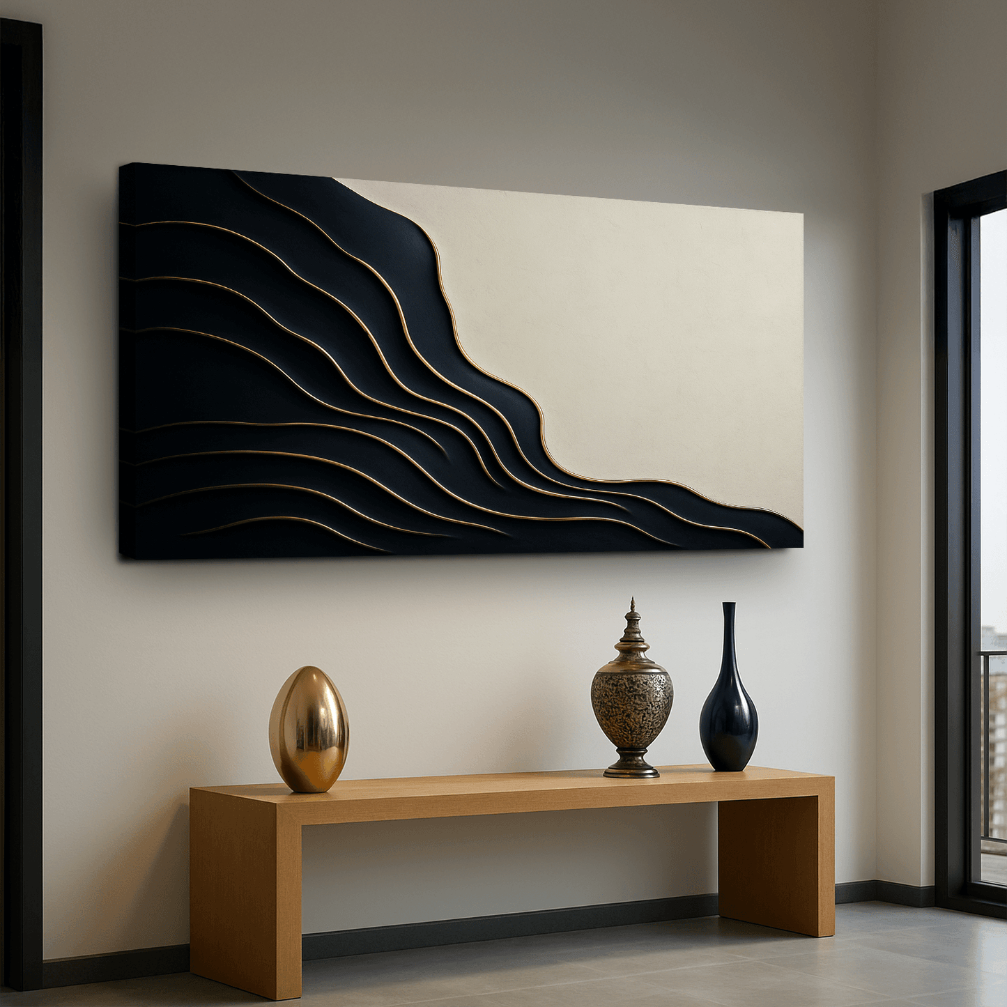 Black and Gold Minimalist Abstract Wall Art - Tailored Canvases - Flyclothing LLC