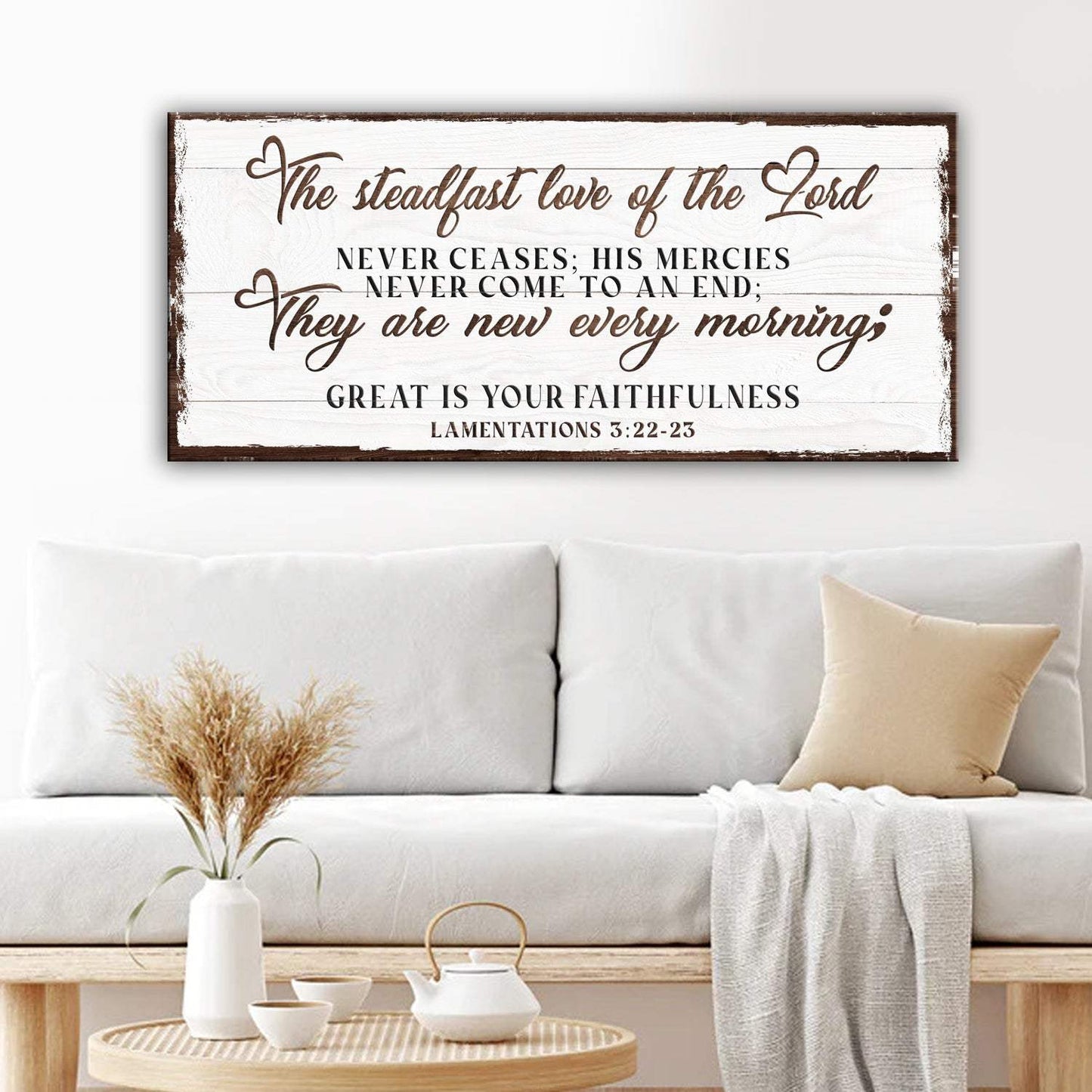 The Steadfast Love Of The Lord Lamentations 3:22-23 Faith Sign III - Tailored Canvases - Flyclothing LLC