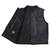 Downside Perforated Men's Motorcycle Leather Vest - First Manufacturing Company - Flyclothing LLC