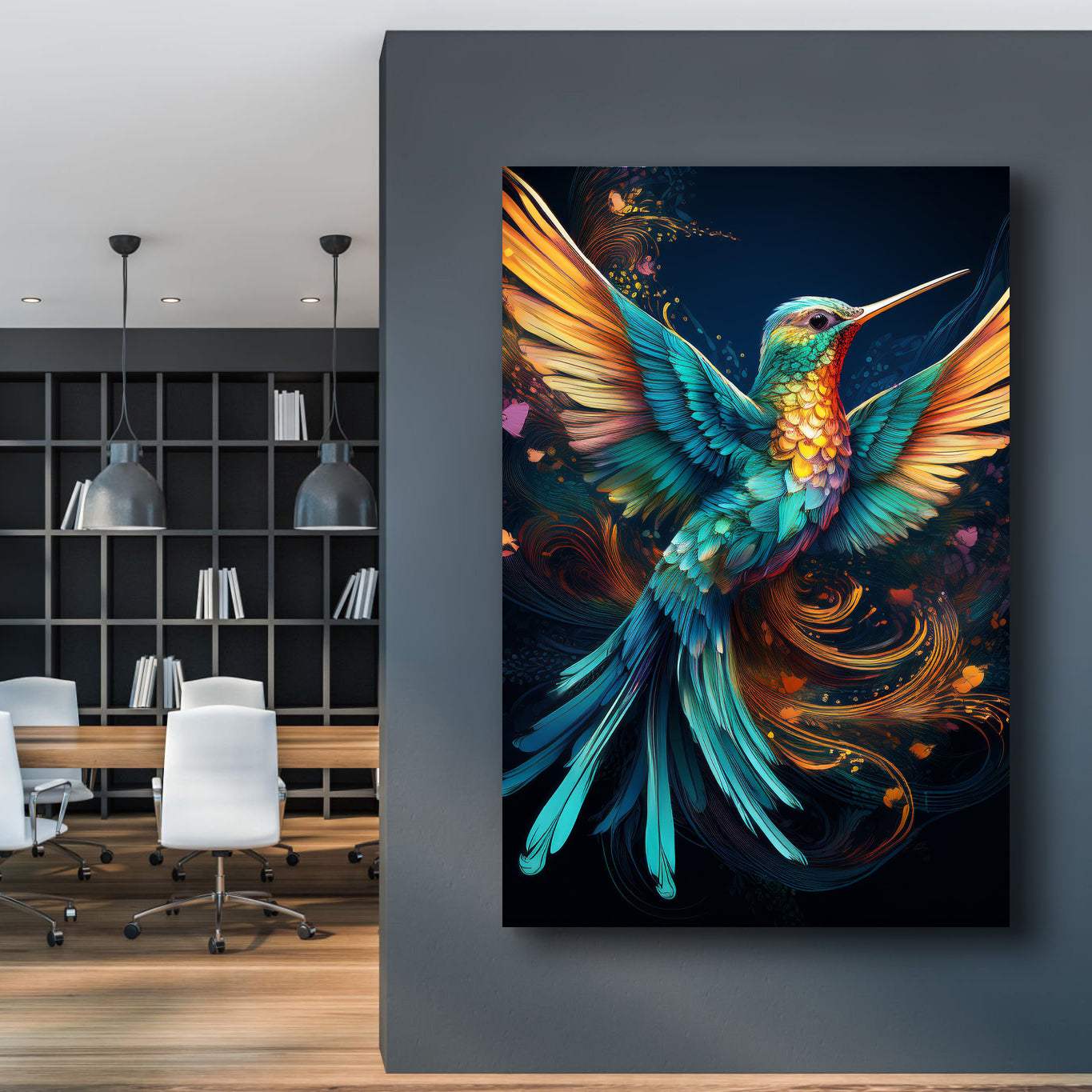 Humming Bird Abstract Wall Art II - Tailored Canvases - Flyclothing LLC