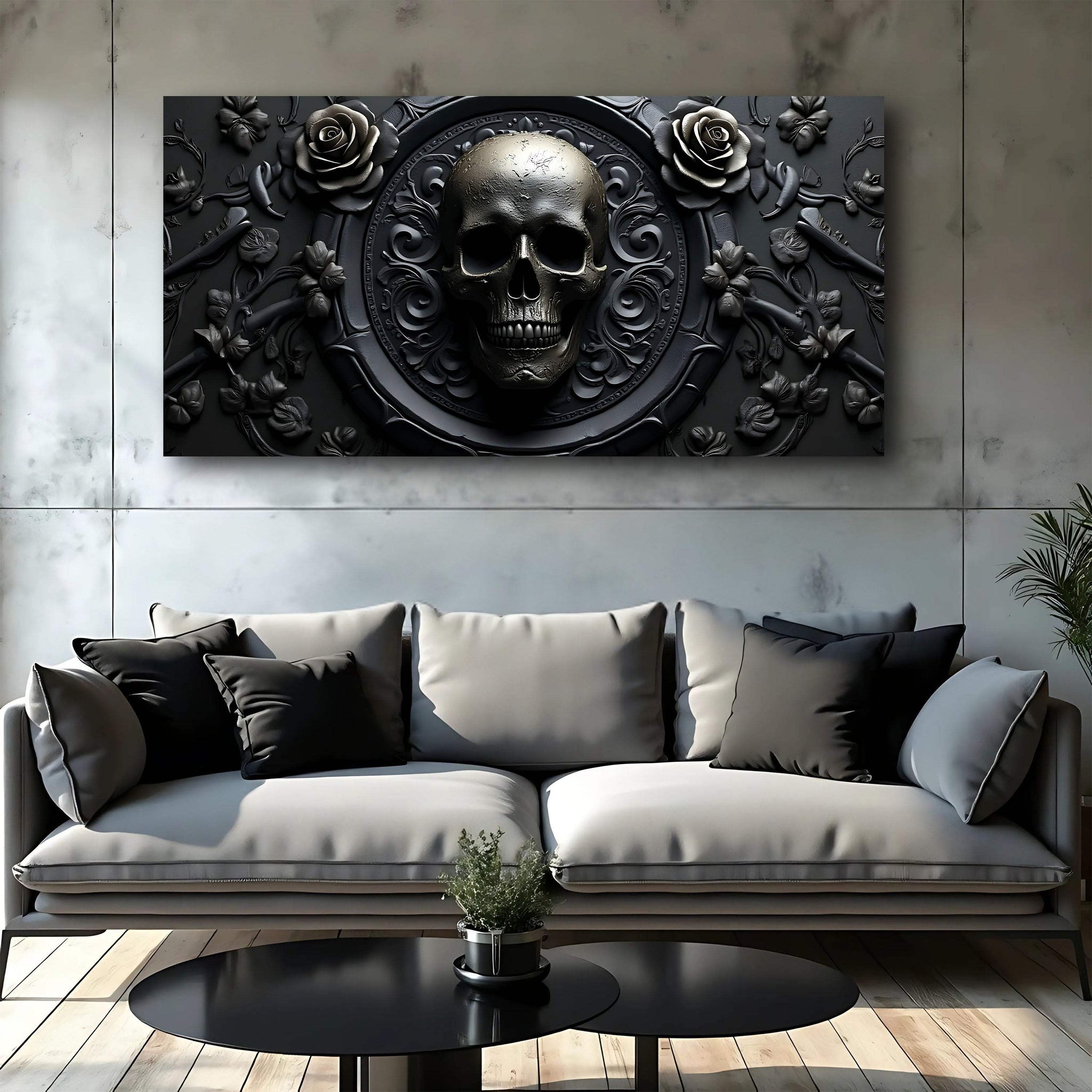 3D Rose and Skull Wall Art VI - Tailored Canvases - Flyclothing LLC