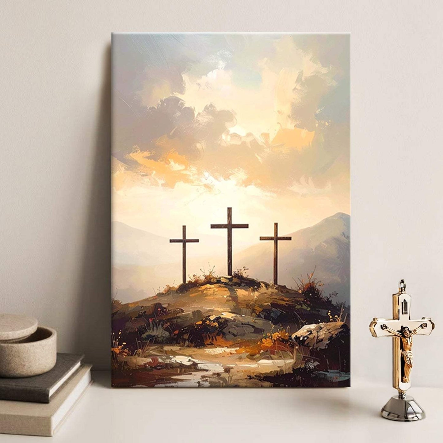 Three Crosses on Calvary Faith Wall Art - Tailored Canvases - Flyclothing LLC