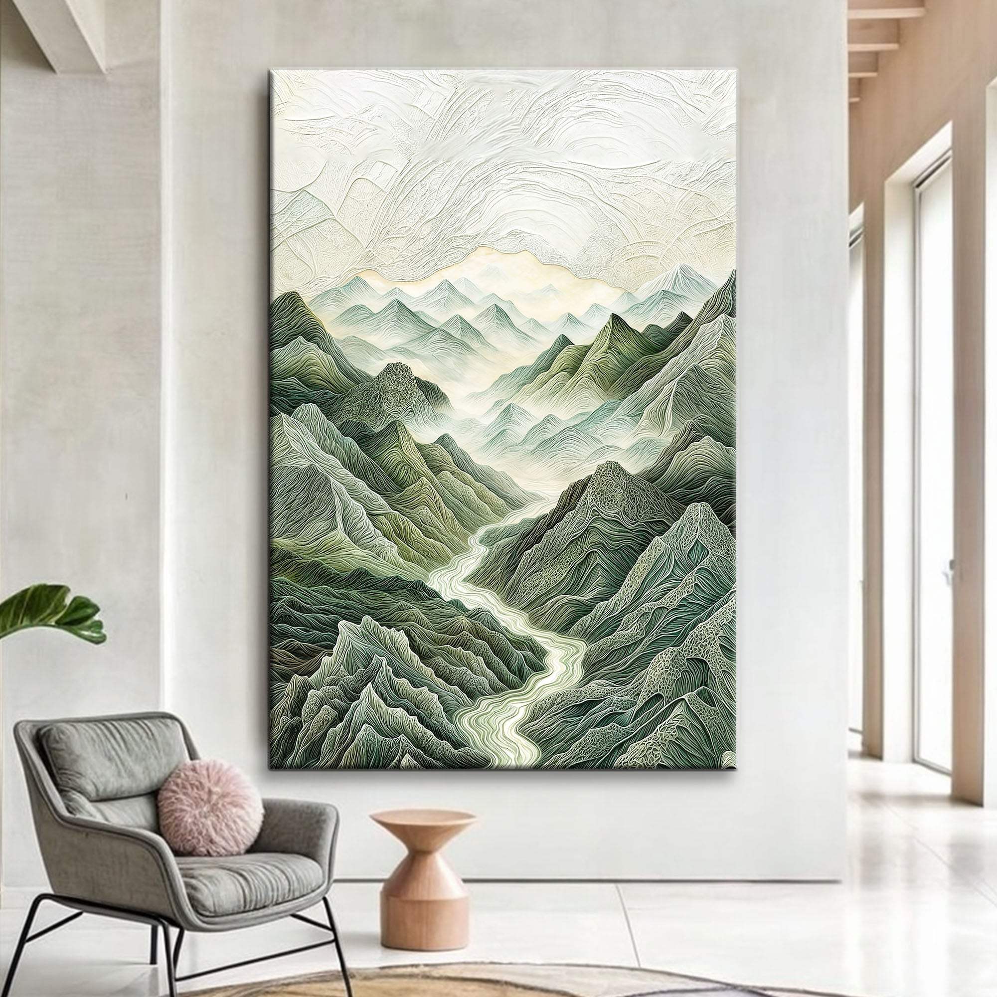 Abstract Mountain and River Landscape Wall Art - Tailored Canvases - Flyclothing LLC